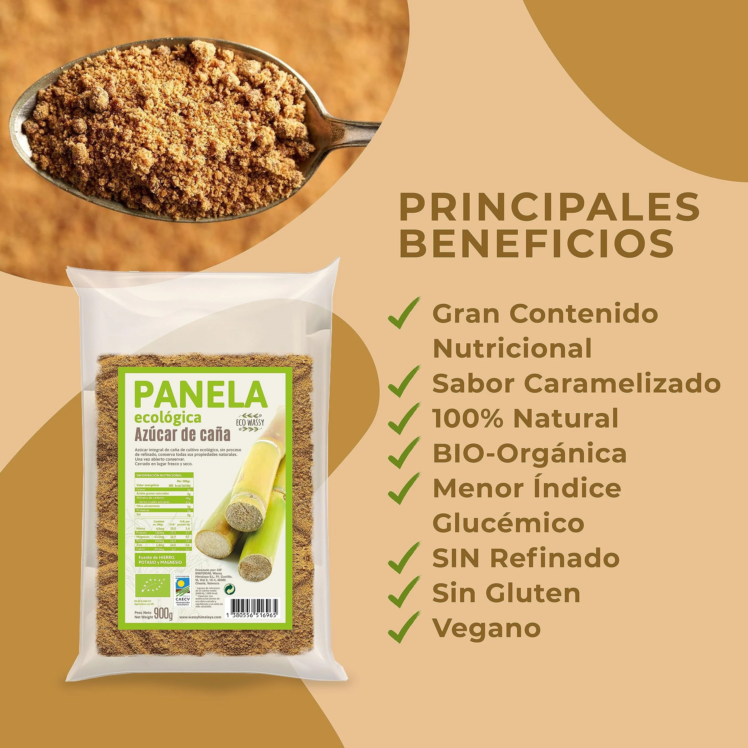 Azucar Moreno Integral De Caña Colombiana Pulverizada Ecológica Sin Refinar Alto Contenido de Nutrientes