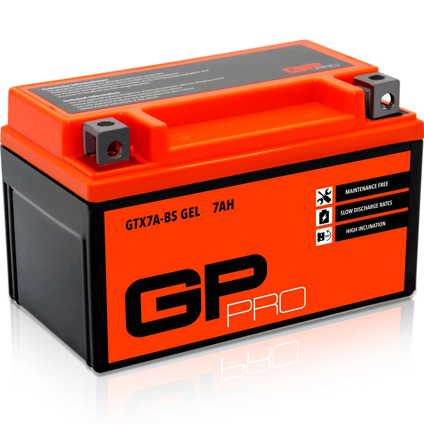 GP-PRO GTX7A-BS Batería de arranque 12V 7Ah YTX7A-BS sin mantenimiento