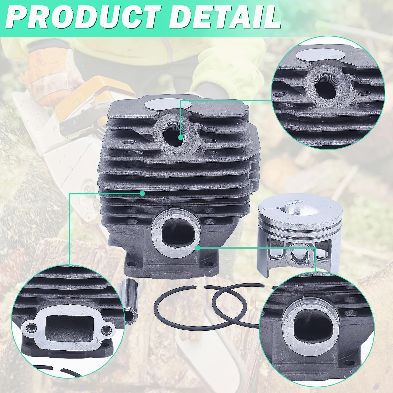 Pistón y Cilindro para STIHL 028 028AV 028WB Motosierra, ADEFOL 46mm Cilindro + Piston + Junta + Bujía + Cojinete Piezas de Repuesto Accesorio 028 AV WB Kit Cilindro 14 en 1