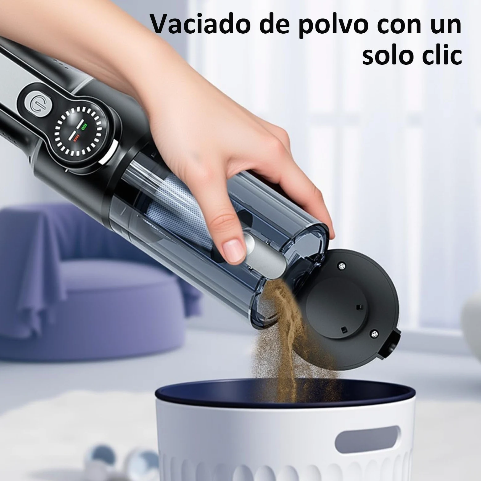 2 En 1 Aspirador de Mano Potente y Soplador Aire Comprimido, 17000Pa Aspiradora sin Cable Coche, Descarga de Polvo Automática con un Toque, 2 Niveles, Ideal para Pelo de Mascotas, Coche, Hogar