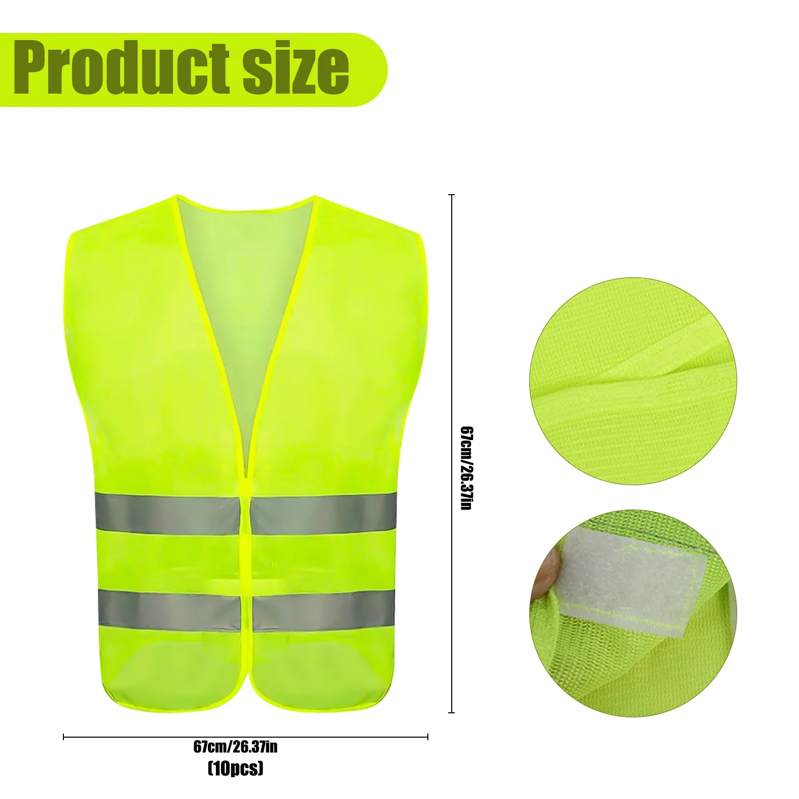 GEERDAN 10 Piezas Chaleco Reflectante, Chaleco Reflectante Homologado, Amarillo Chaleco de Seguridad de Alta Visibilida, Chaleco Trabajo Unisex para Correr Moto Bicicleta Conductor Limpiadores