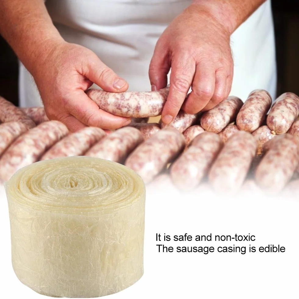 Tripa de Salchicha Comestible de 2 Capas para Salchichas Caseras, 8m