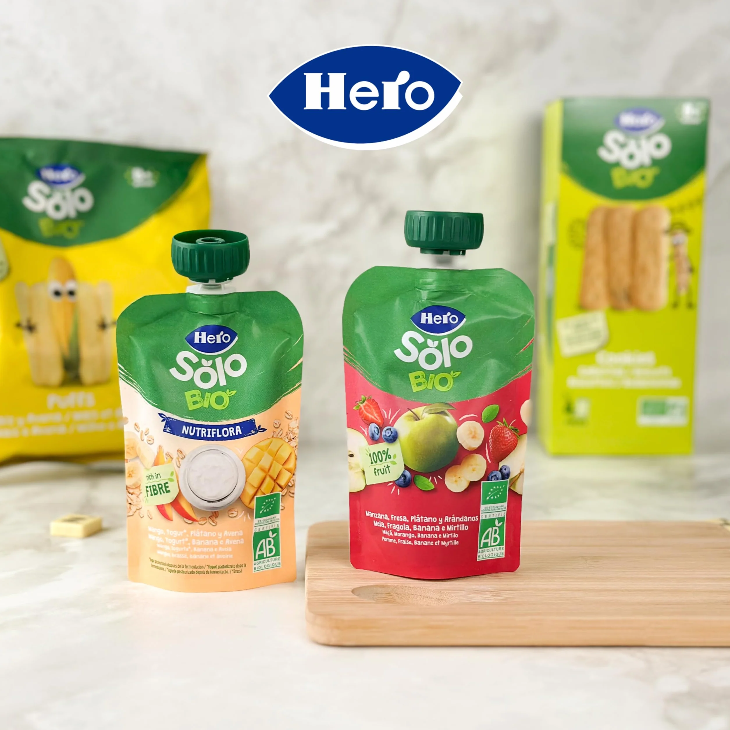 Bolsitas Ecológicas de Mango, Platáno, Yogur y Avena 100gr Hero Solo