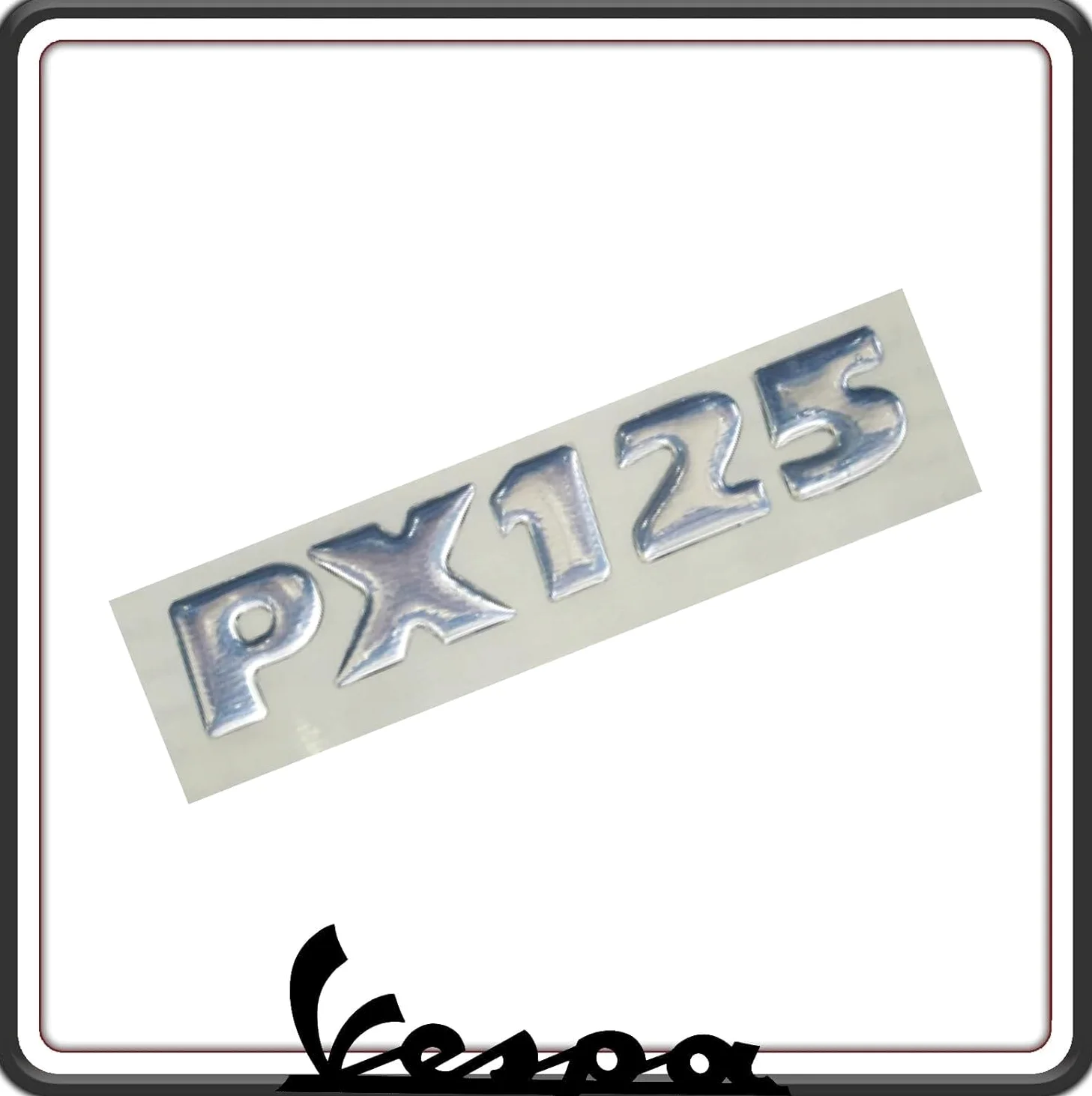 Placa con texto PX 125 para capó lateral compatible con Vespa PX 125