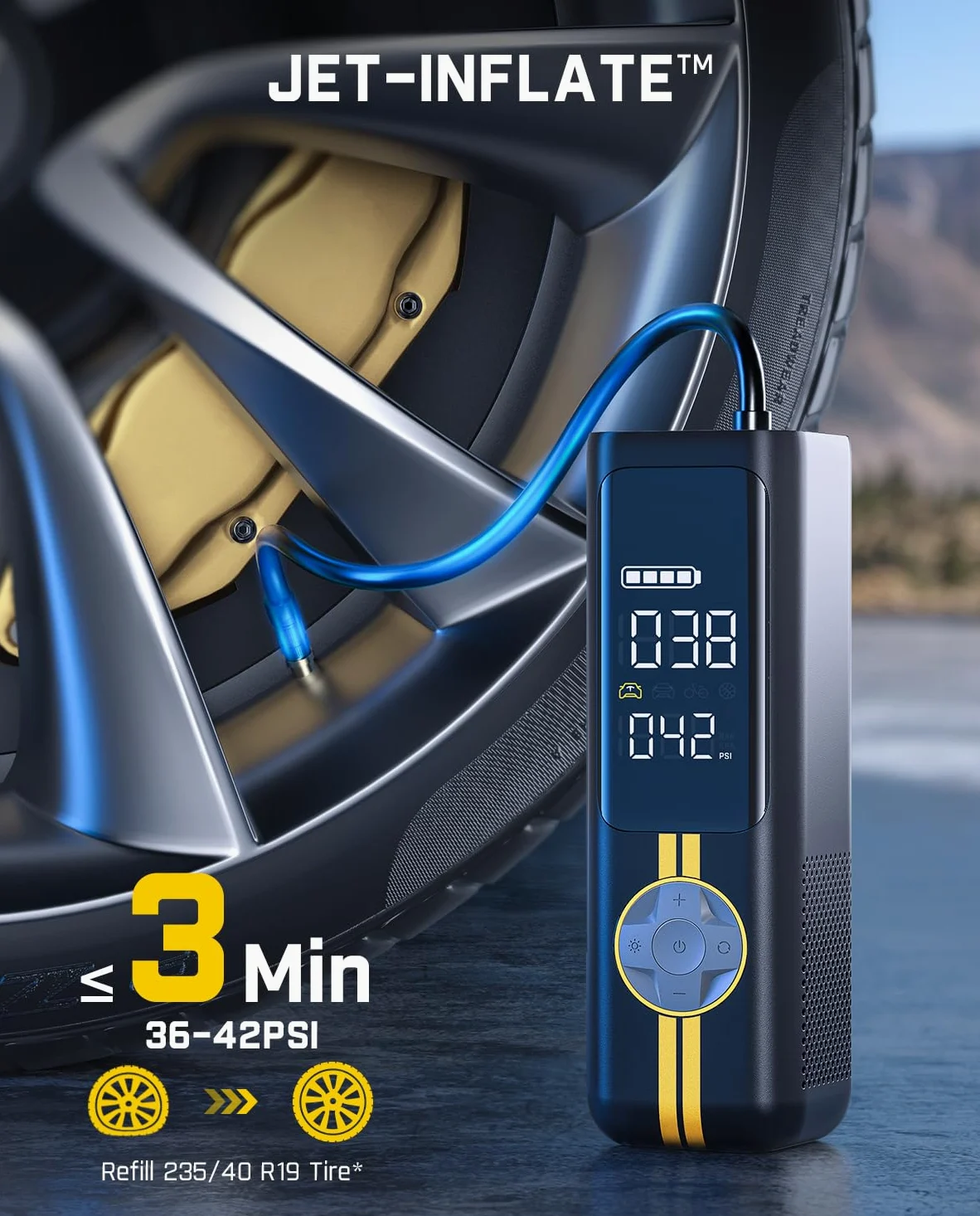 Fanttik X8 APEX EV Inflador de neumáticos Bomba de aire portátil, inflado 2 veces más rápido, compresor de aire inalámbrico de 150 PSI con batería potente, inflador de mano para coches eléctricos