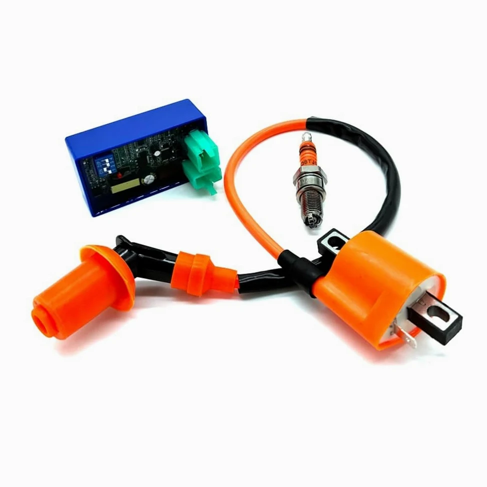 Racing DC 6PIN límite de Velocidad Interruptor Dip Bobina de Encendido D8TJC Kit de bujías Compatible con ATV CG125 CG150 CG200 Dirt Pit Bike Scooter