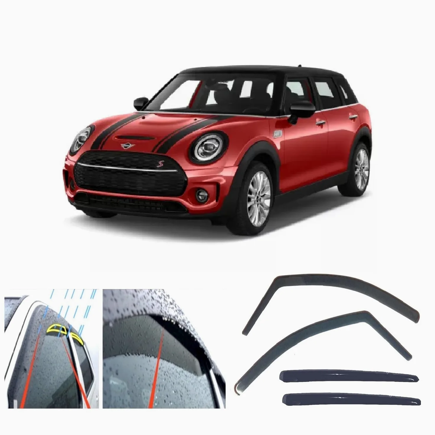 4 deflectores de viento de lluvia para MINI CLUBMAN (F54) 2015 2016 2017 2018 2019 2020 2021 2022 2023 2024