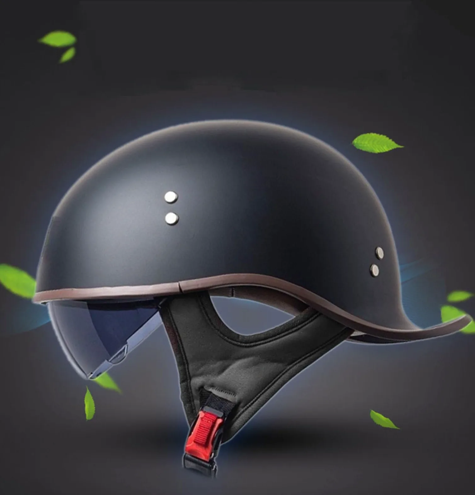 Casco de Motocicleta Hombre, Casco Retro de Media Calza Certificado Dot,Unisex Casco de Gorra de béisbol Cómodo y Ligero Casco de Scooter Forro extraíble Casco de Media calota