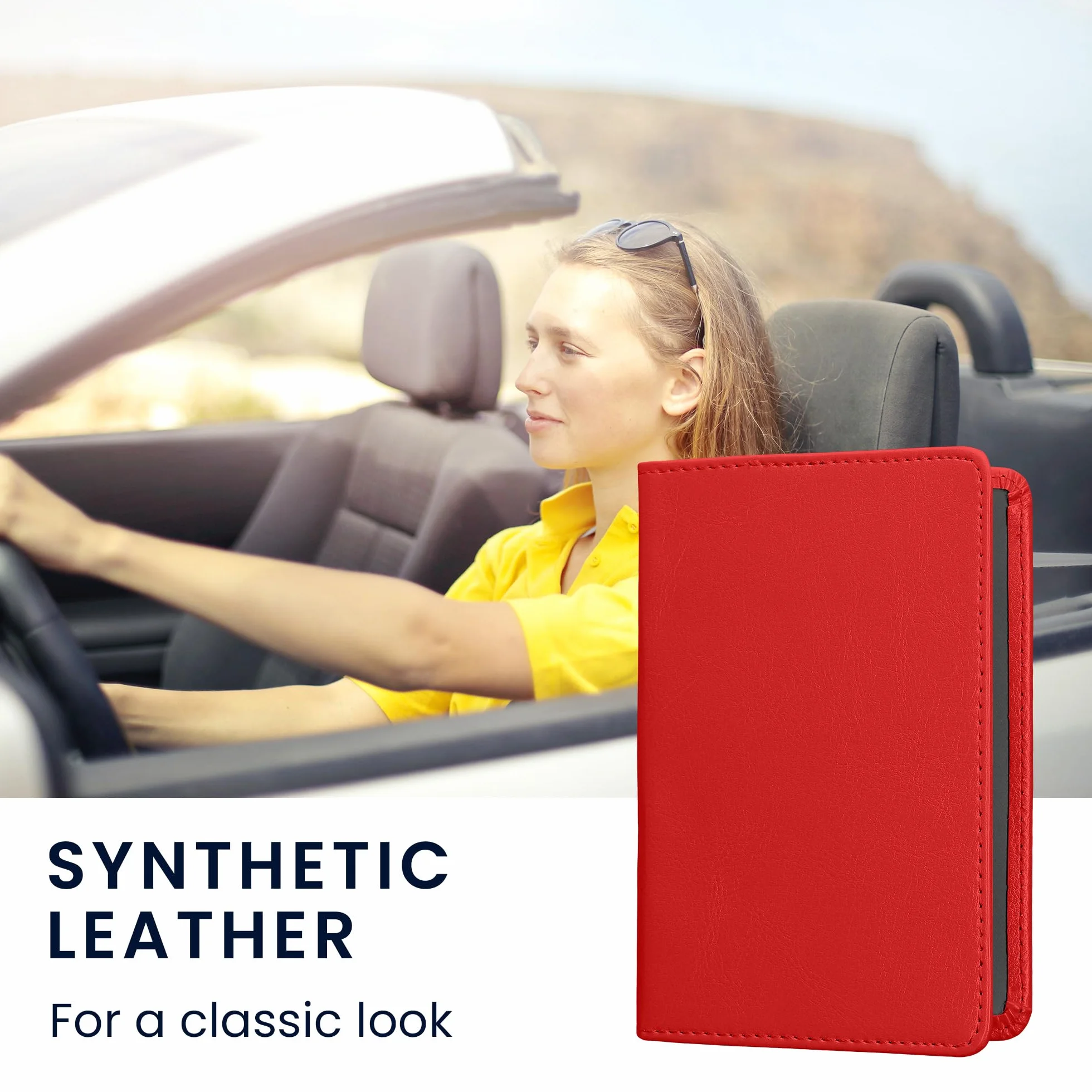 kwmobile Funda para permiso de circulación coche de cuero sintético - Con espacio para tarjetas 9.2 x 13 CM doblado