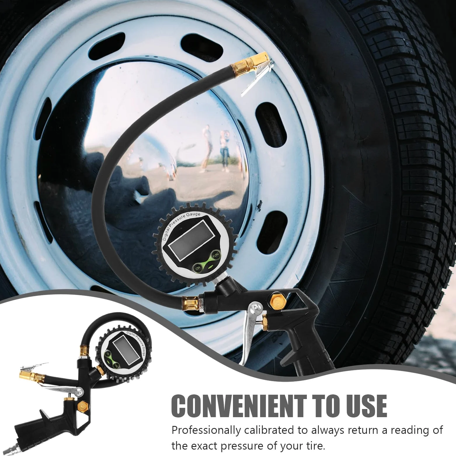 Manómetro Materiales Plástico y Metal de Presión de Aire Digital para Neumáticos 60 Psi Resistente y Preciso para Suv y Bicicleta