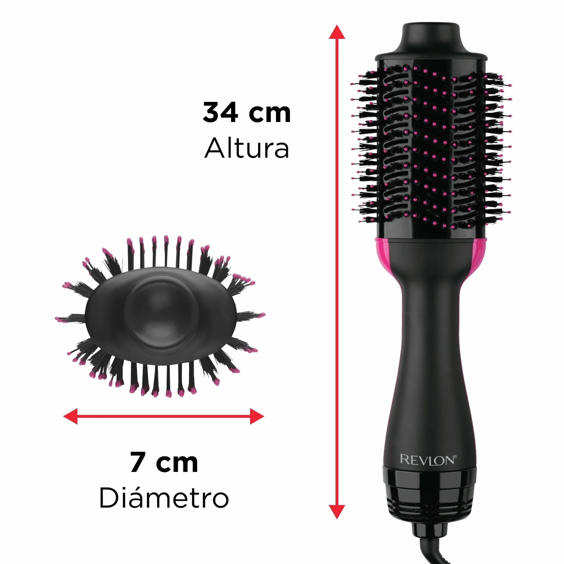 REVLON Salon One-Step Secador y Volumizador 3 Posiciones de Calor 2 Velocidades Revestimiento Cerámico Mango Ergonómico Negro Rosa Original
