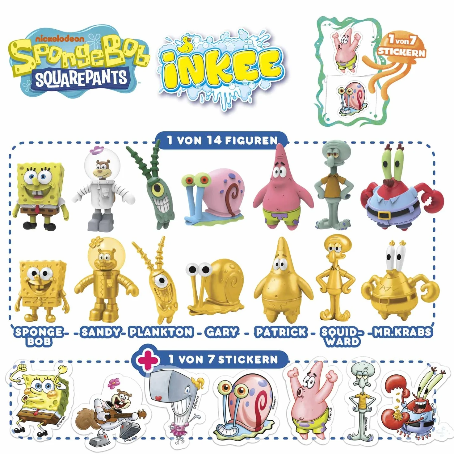 INKEE Bob Esponja Bomba de Baño con Sorpresa 100g 7 Figuras Coleccionables Edición Dorada