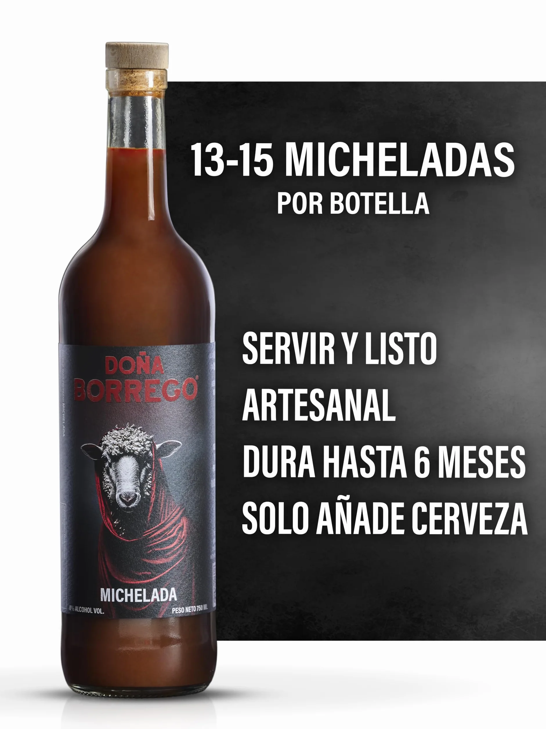 Michelada Doña Borrego 750ml Mix Artesanal Listo para Servir Bebida Mexicana 13-15 Raciones