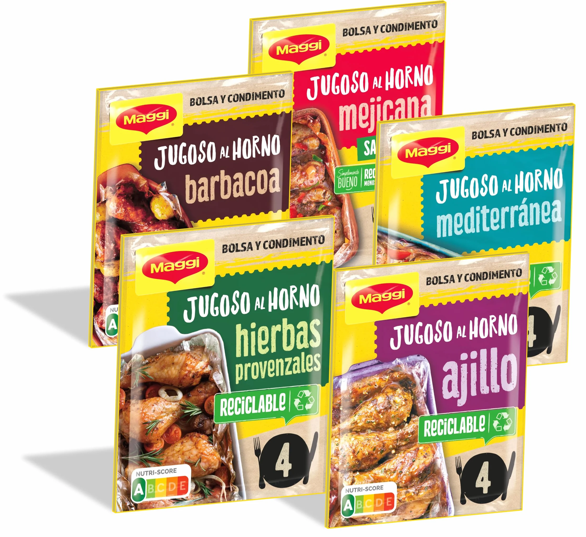 MAGGI Jugoso al Horno Receta Mediterránea 16x31g Bolsa para Horno con Condimentos Airfryer