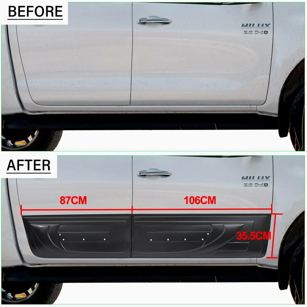 Panel Lateral para Toyota Hilux 2015-2024 Hilux AN110 AN120 AN130 Invincible X GR Sport Invincible 4 x 4 Paneles Laterales Negro Mate moldura de 4 Piezas
