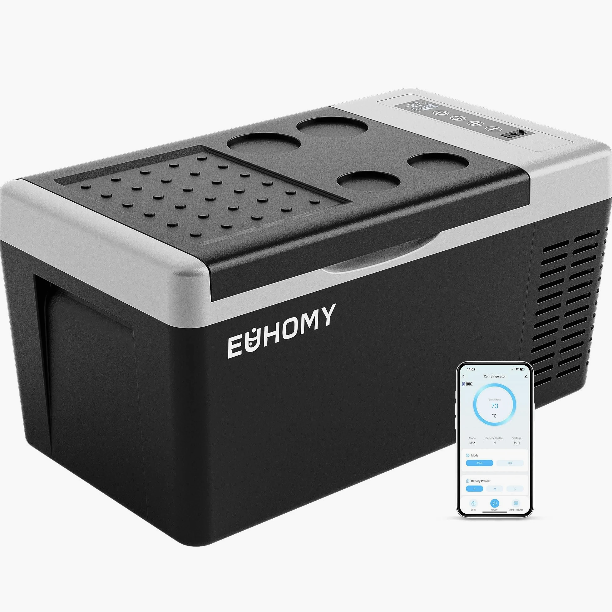 EUHOMY Compresor Nevera 18L Nevera Coche -20℃ ~ 20℃ Nevera Portátil 12/24V DC 100-240V AC Congelador Portátil con Control App WiFi para Camping, Viajes, Barco
