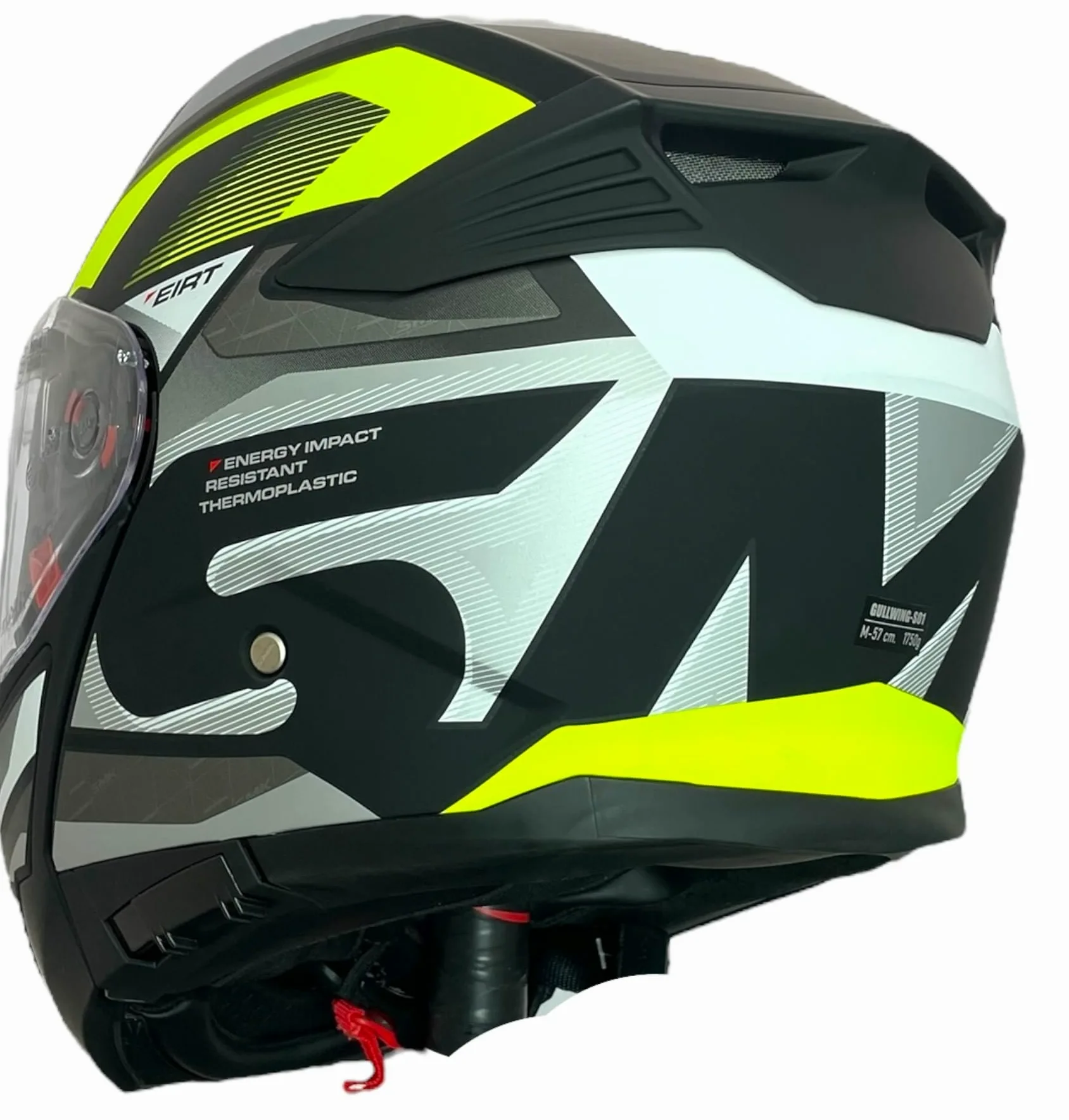 SMK Helmets Casco Modular GULLWING Venture Decorado Mate Blanco Y Amarillo 22.06 con Doble Visor P/J (L 59/60)