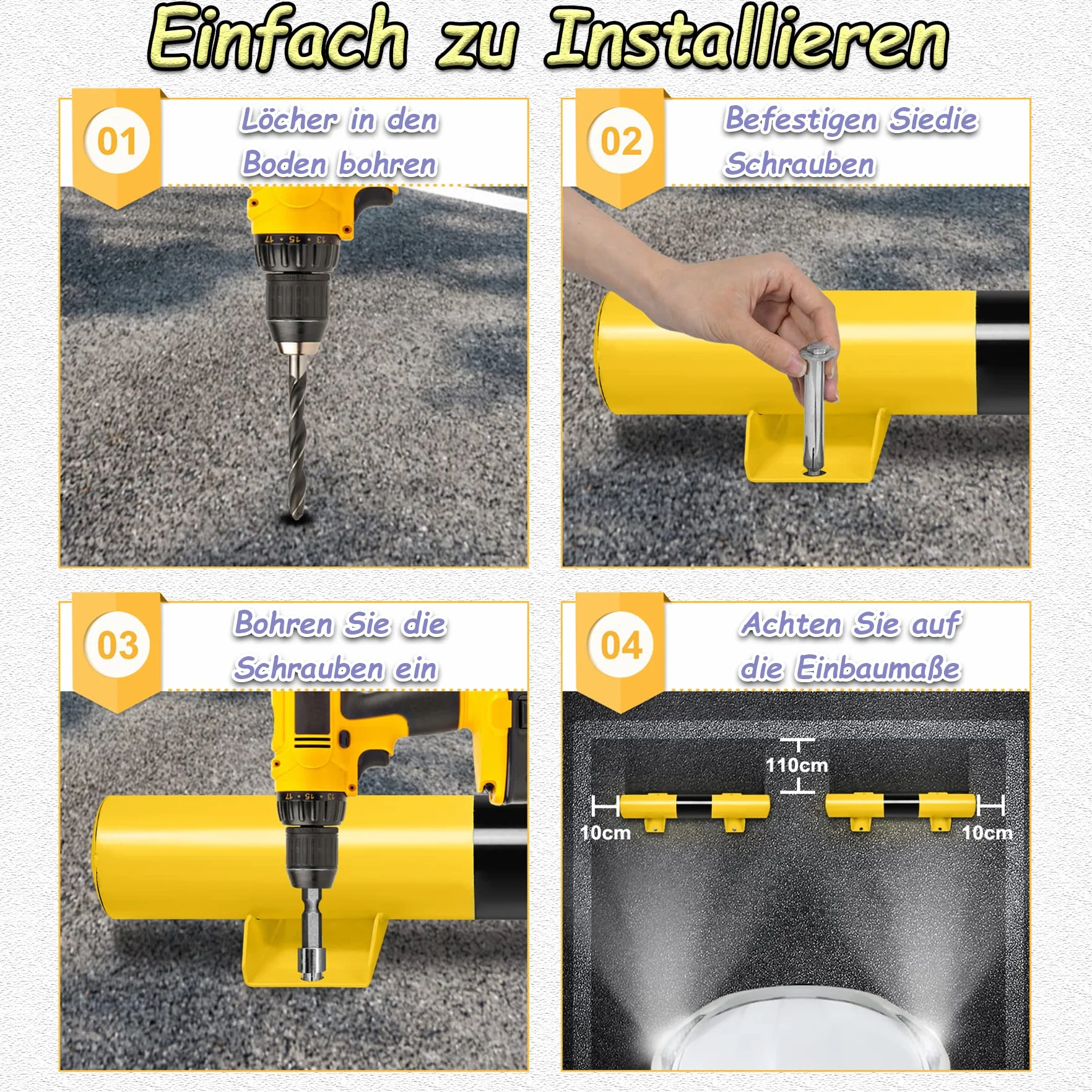 Froadp 2 topes de rueda para aparcamiento de coche, de acero engrosado, con 8 tornillos de expansión, accesorios de coche, tope de garaje para aparcamiento y garajes