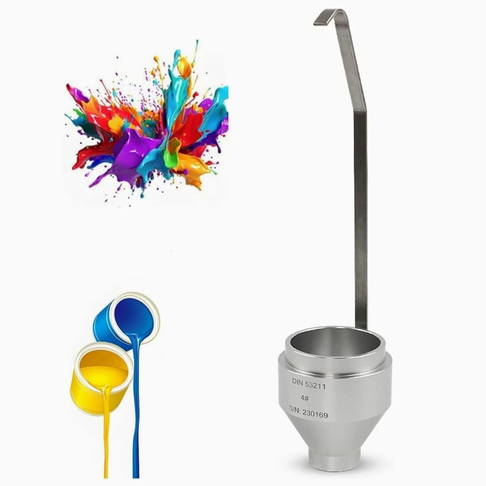 Copa De Viscosidad para Pinturas, Viscosímetro Portátil De Acero Inoxidable, Volumen De La Copa De 100 ± 1 Ml, Diámetro De La Boquilla De Flujo De 4/6 Mm, para Recubrimientos Y Pinturas