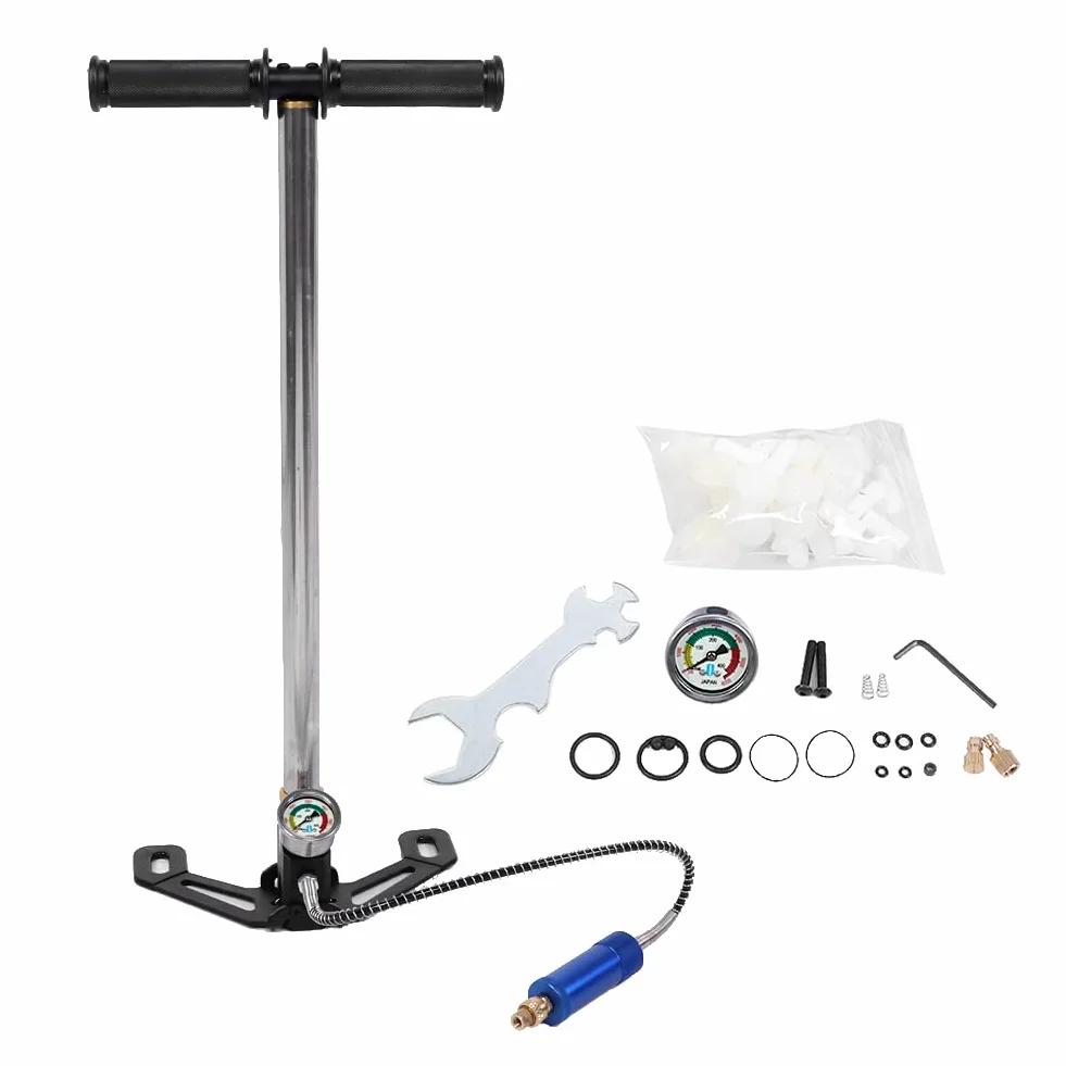 Bomba de Alta Presión 30mpa/40mpa Inflador Manual de Neumáticos con Separador de Agua y Aceite para Automóviles, Motocicletas, Neumáticos de Goma para Botes Acero Inoxidable, Plegable, Diseño