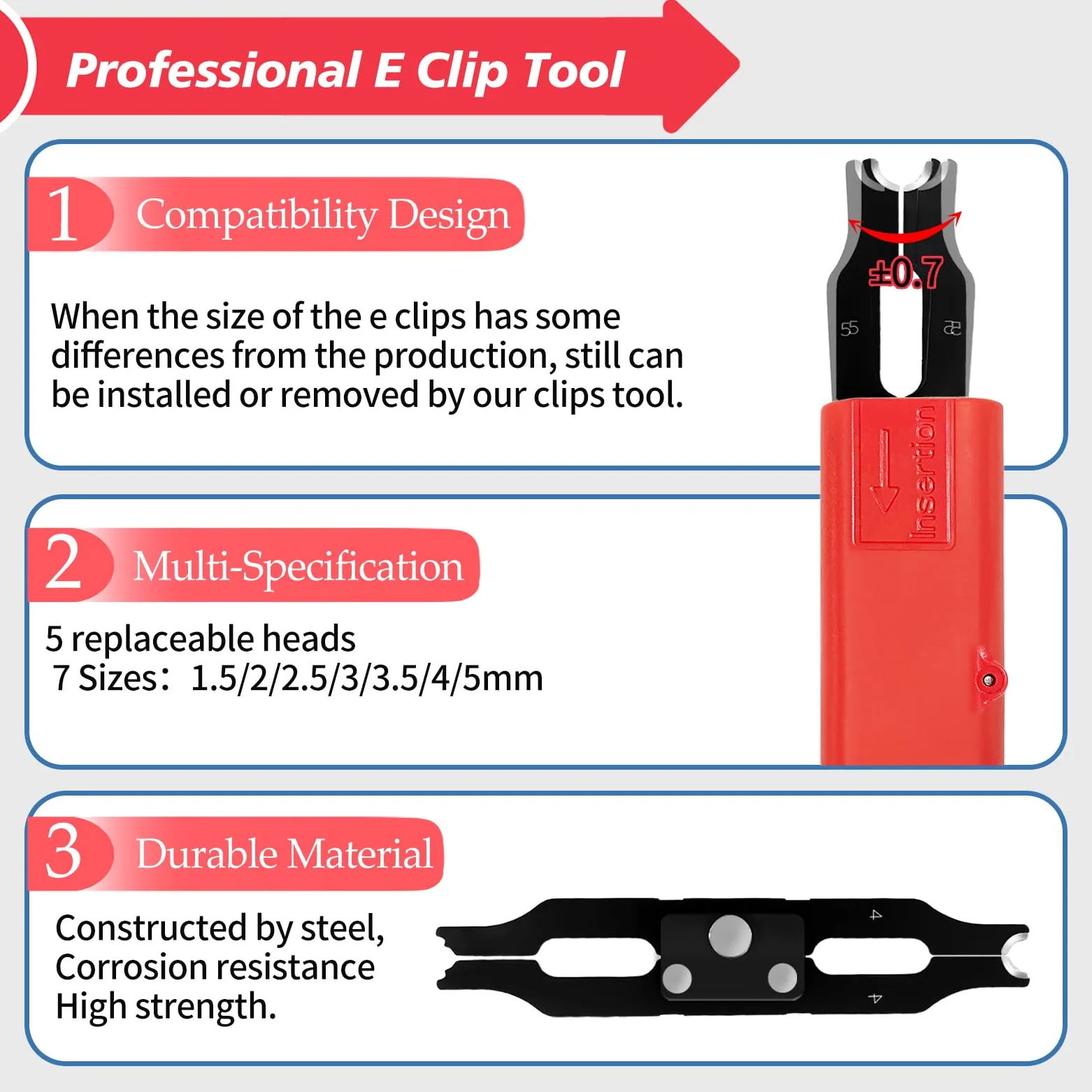 Kit surtido de clips E con extracción