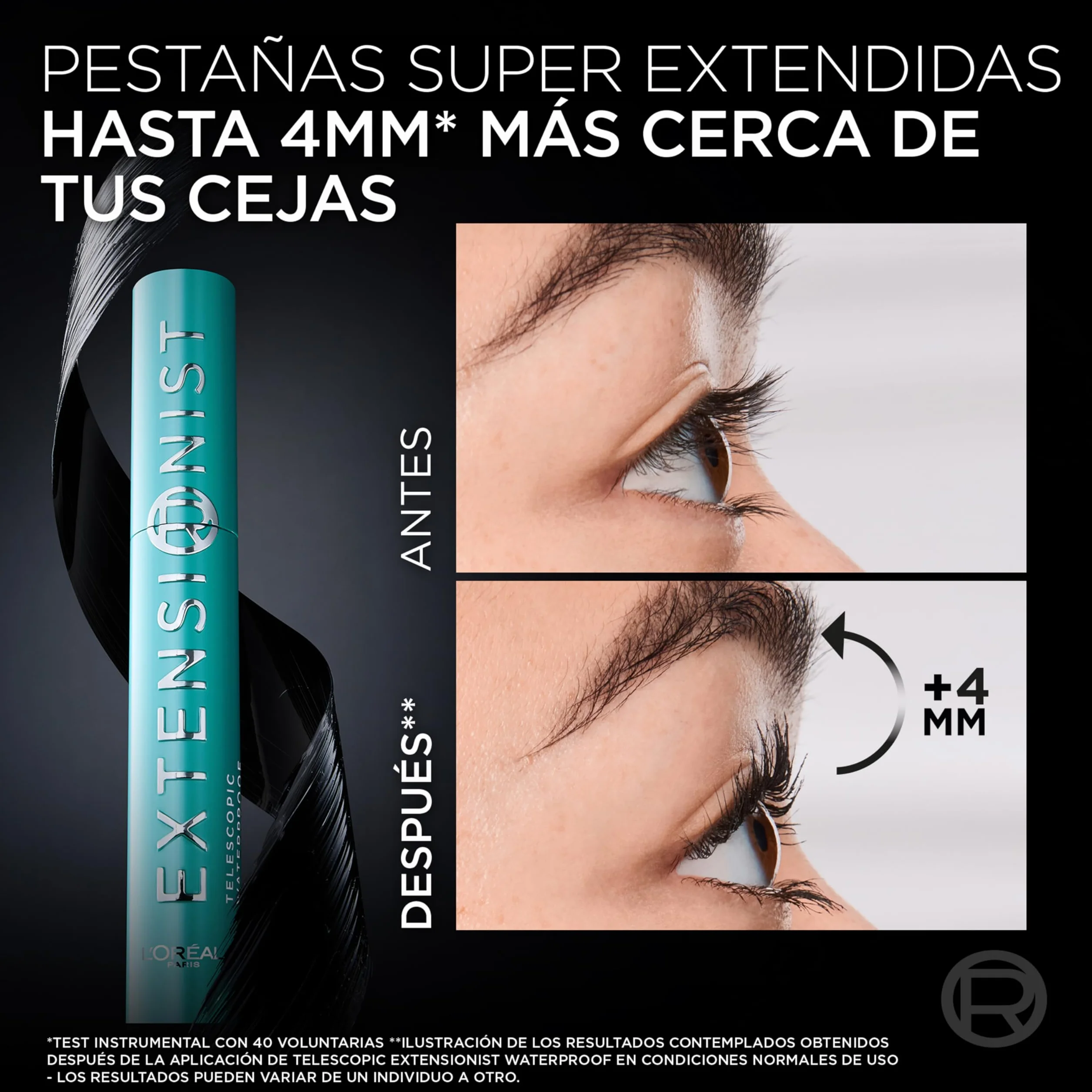 L'Oréal Paris Máscara de Pestañas Volumen y Longitud Waterproof Telescopic Extensionist 9,9 ml