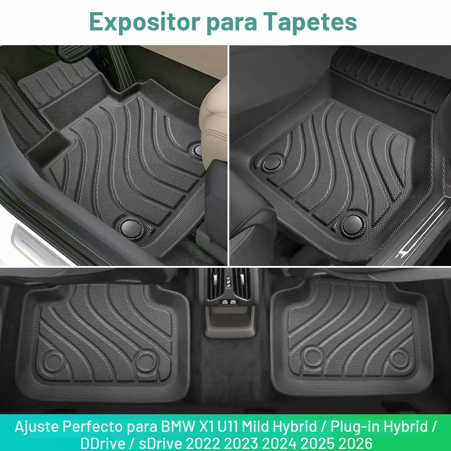 GAFAT Compatible con BMW X1 U11 2023-2025 2026 Alfombrillas Delanteras, TPE para Todas Las Condiciones Meteorológicas, X1 U11 Alfombrillas de Goma Originales, Escaneo 3D Borde Alto [No para i X1]