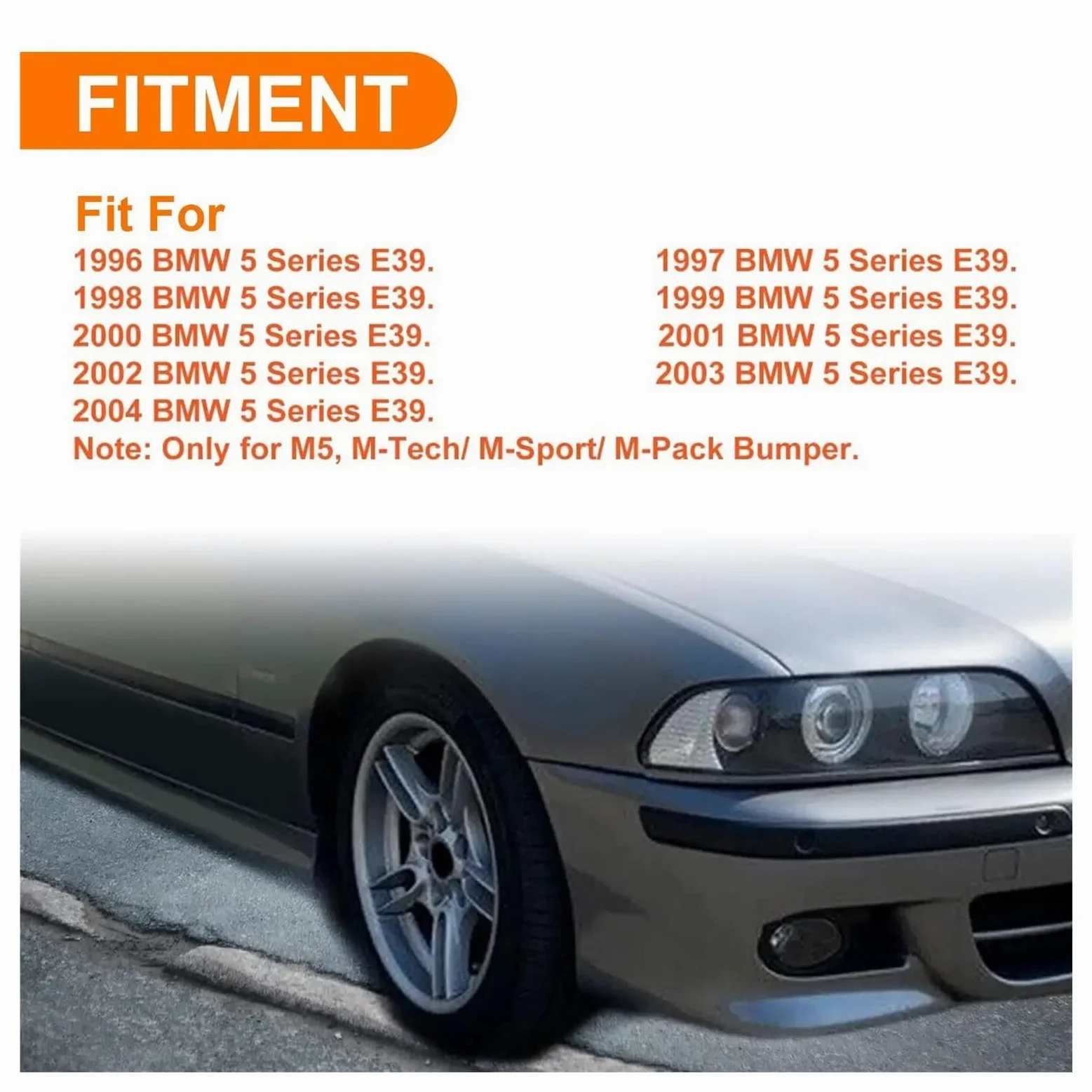 Compatible con BMW E39 M5 M 1996-2004. Guardabarros, paneles de protección contra salpicaduras, molduras, guardabarros de rueda.