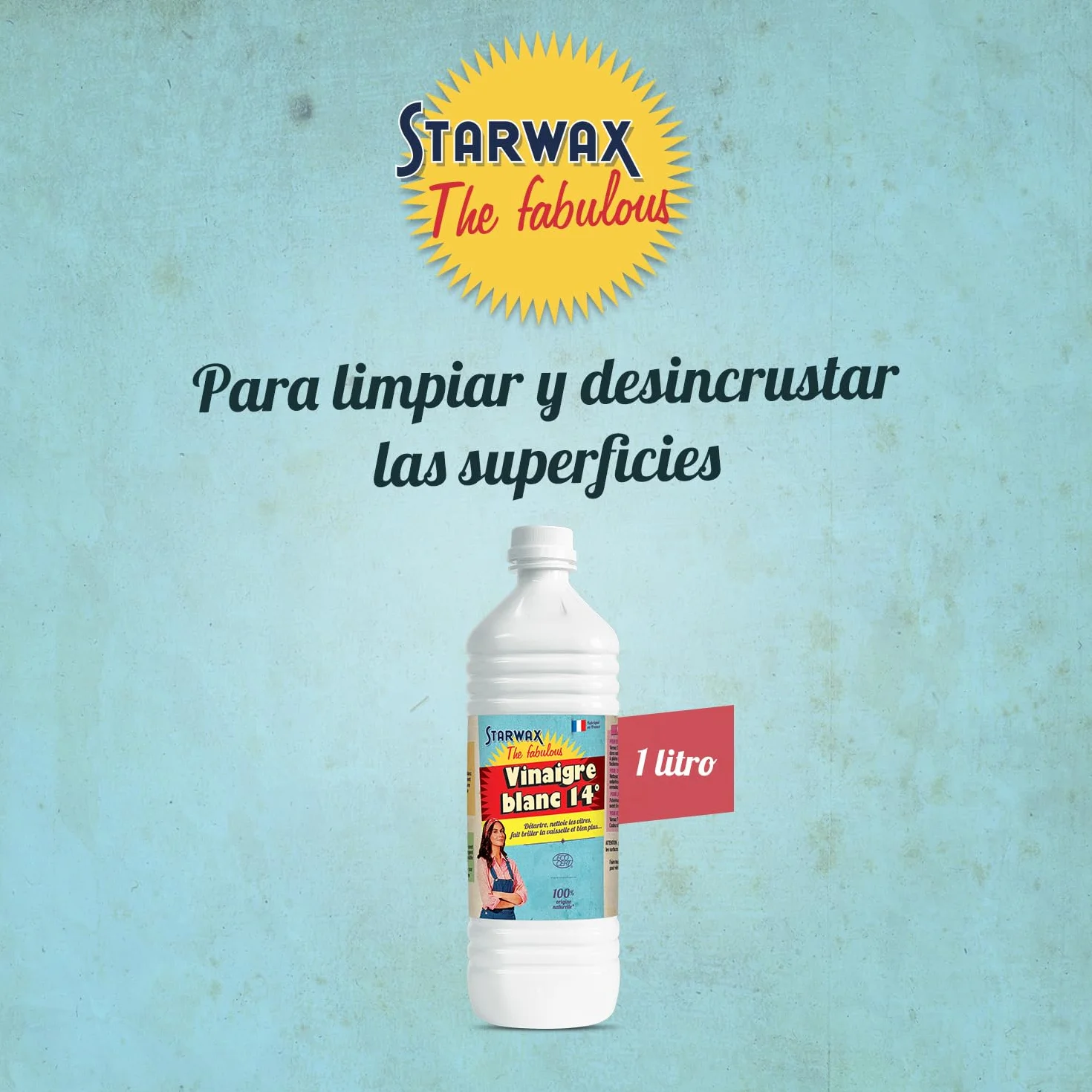STARWAX THE FABULOUS Vinagre Blanco 14° Multiusos 1L Limpiador Natural Alta Concentración