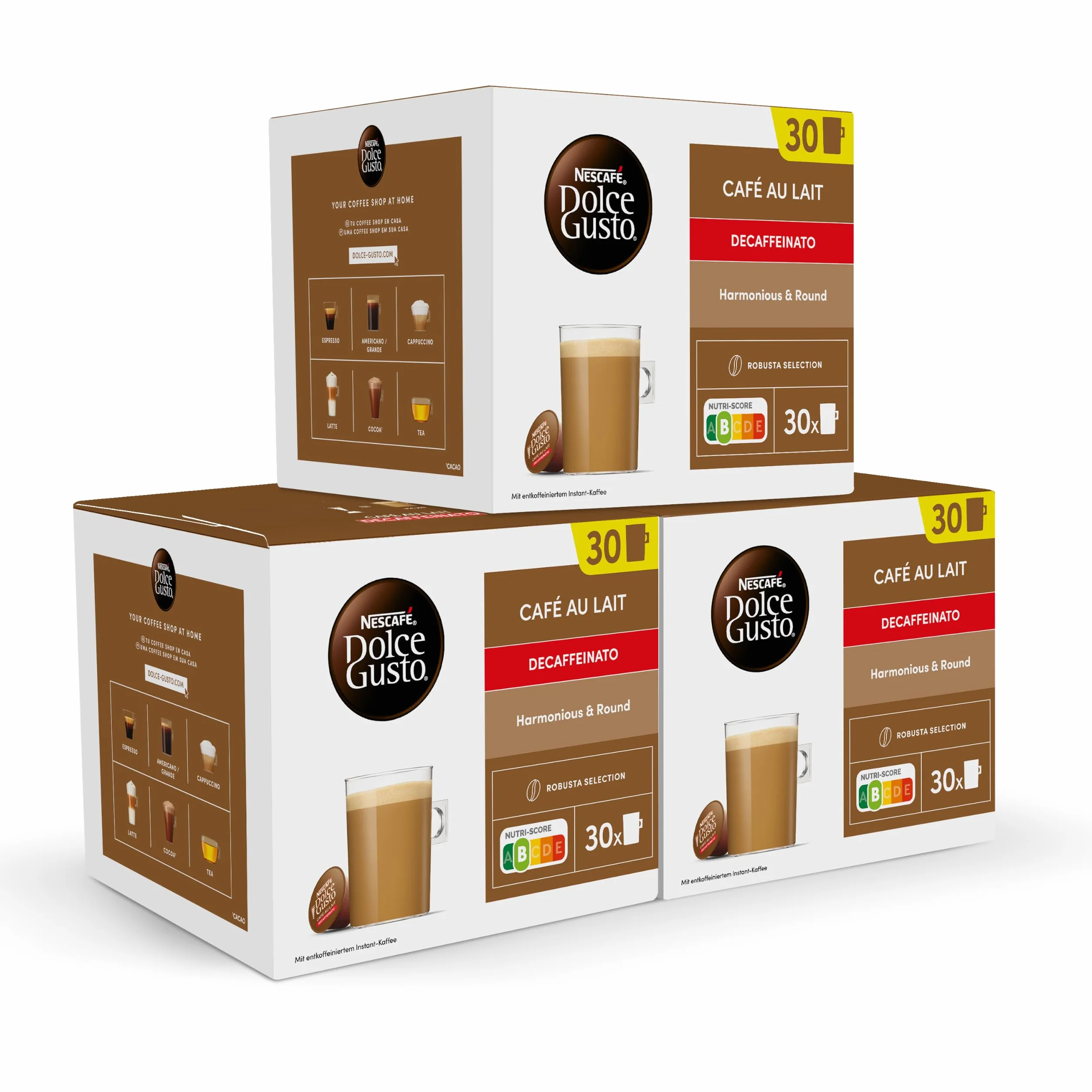 NESCAFÉ Dolce Gusto Café con Leche descafeinado - Cápsulas de Café, 90 Cápsulas (3 x 30)