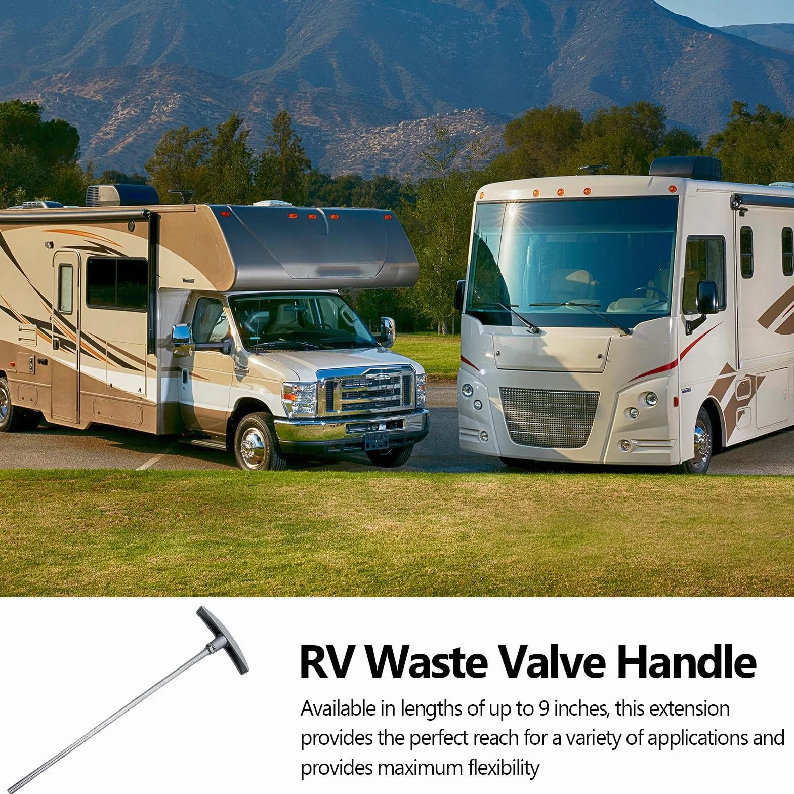 Varilla de extensión de válvula de alcantarillado para RV - Tubo de manija de tanque, varilla de reemplazo de válvula de desechos de 9 pulgadas para RV | Tubo de extensión conveniente para el