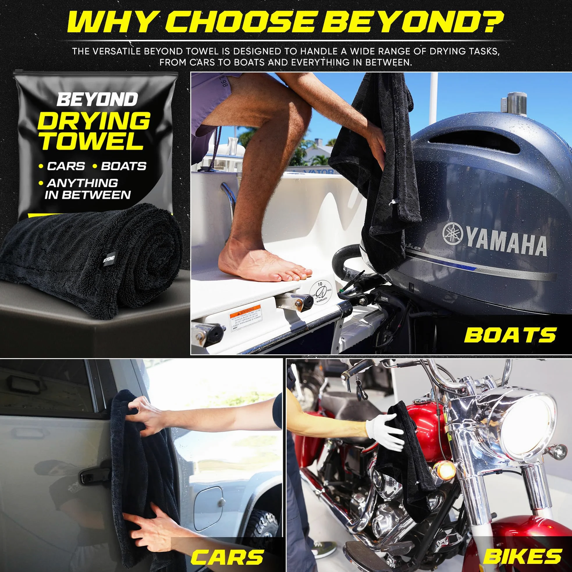 Toalla de secado Beyond | Toalla de microfibra súper absorbente para coches, barcos y limpieza