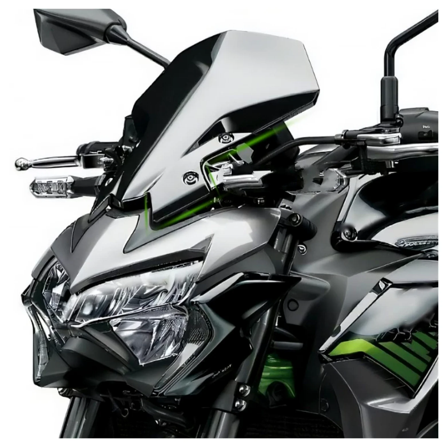 Parabrisas Moto para Kawasaki Z900 Z650 2020-2023, Deflector Deportivo, Visera Accesorio Motocicleta (Color: Negro)