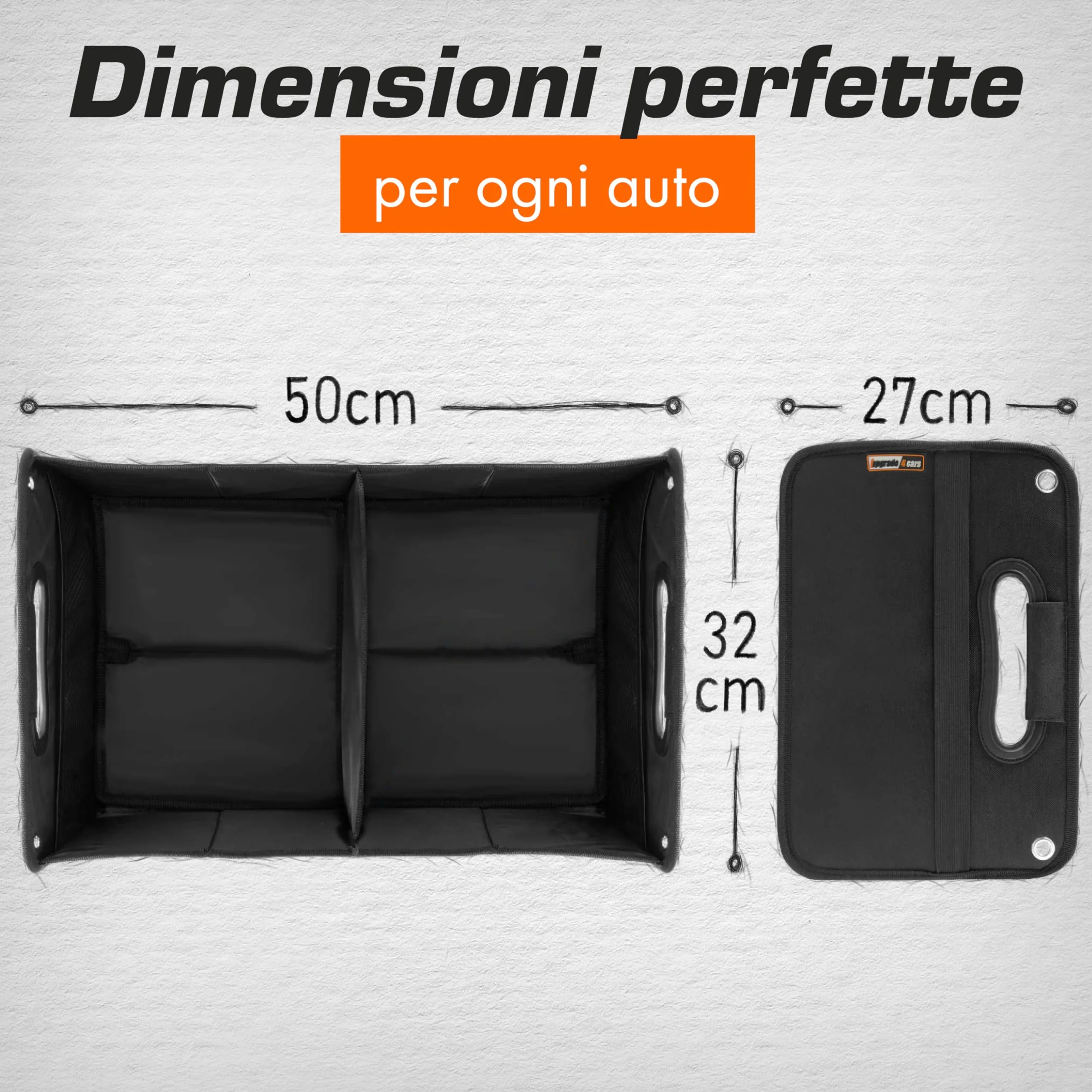 Upgrade4cars Bolsa para Maletero de Coche | Organizador para Compras, Herramientas y Limpieza | Mala Organizadora Carro Caja Plegable Almacenaje Accesorios Interior