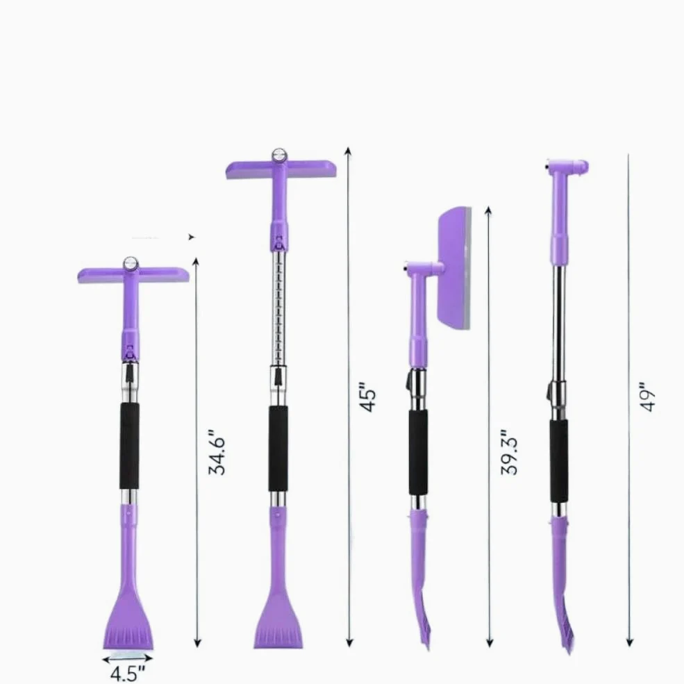 Cepillo de nieve extensible con cabezal de cepillo pivotante de 360 ​​grados de longitud de 49,2 pulgadas y mango de espuma Cepillo de nieve Raspador de hielo Compatible con parabrisas de automóvil