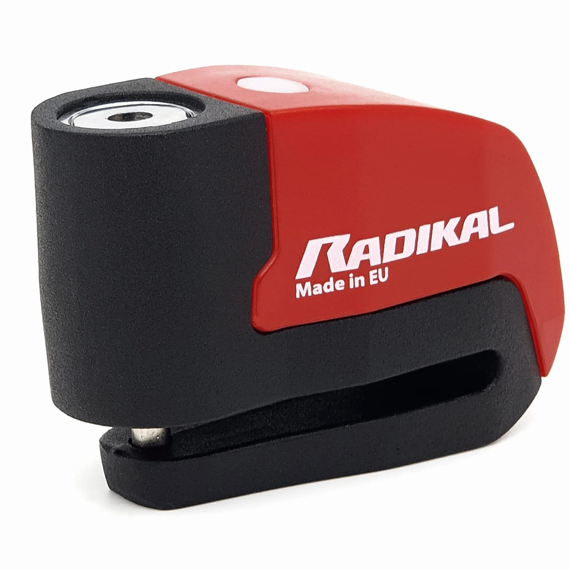 RADIKAL RK6 Candado Moto Disco Alarma 120db, Boton ON, Warning Avisador, Módulo Remplazable Impermeable, Pila CR2 Larga Duración, Antirrobo Pinza Freno Universal para Motos Scooter Bicicleta Patinete