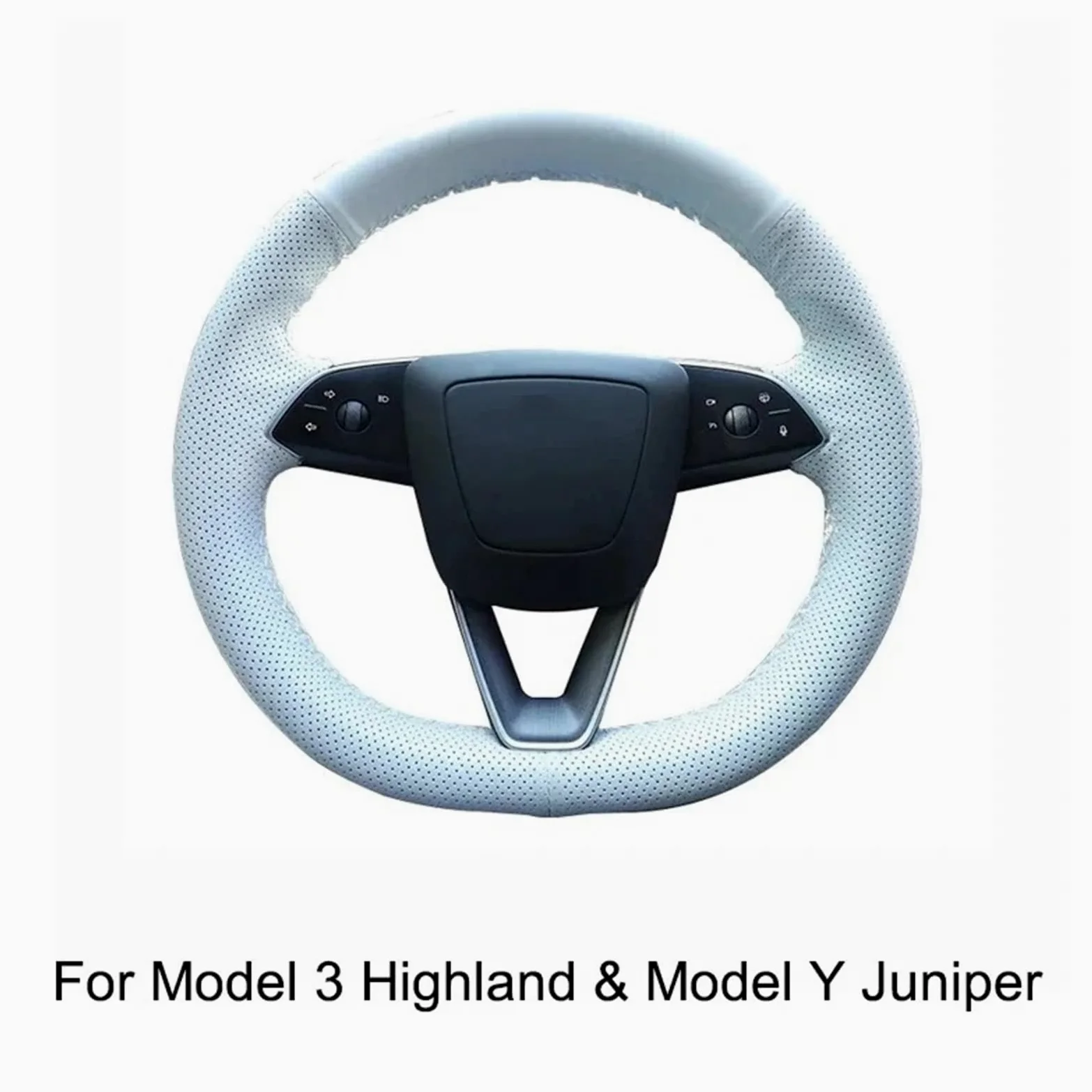 Funda de Volante de Cuero Cosida a Mano para Tesla Model Y Juniper Model 3 Highland Funda de Volante Antideslizante
