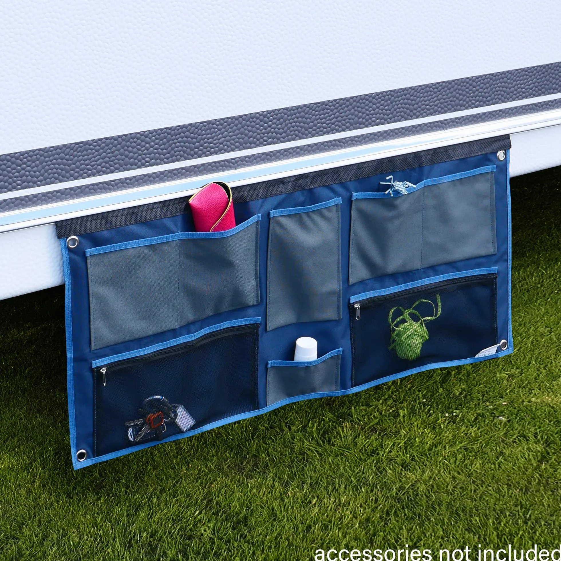your GEAR Organizador de caravanas – Estante colgante/Barra de ganchos para caravana 45 – 140 cm | Variantes de bolsillo, zapatos, tableta, ancho, malla, ganchos | Almacenamiento de camping 4-12