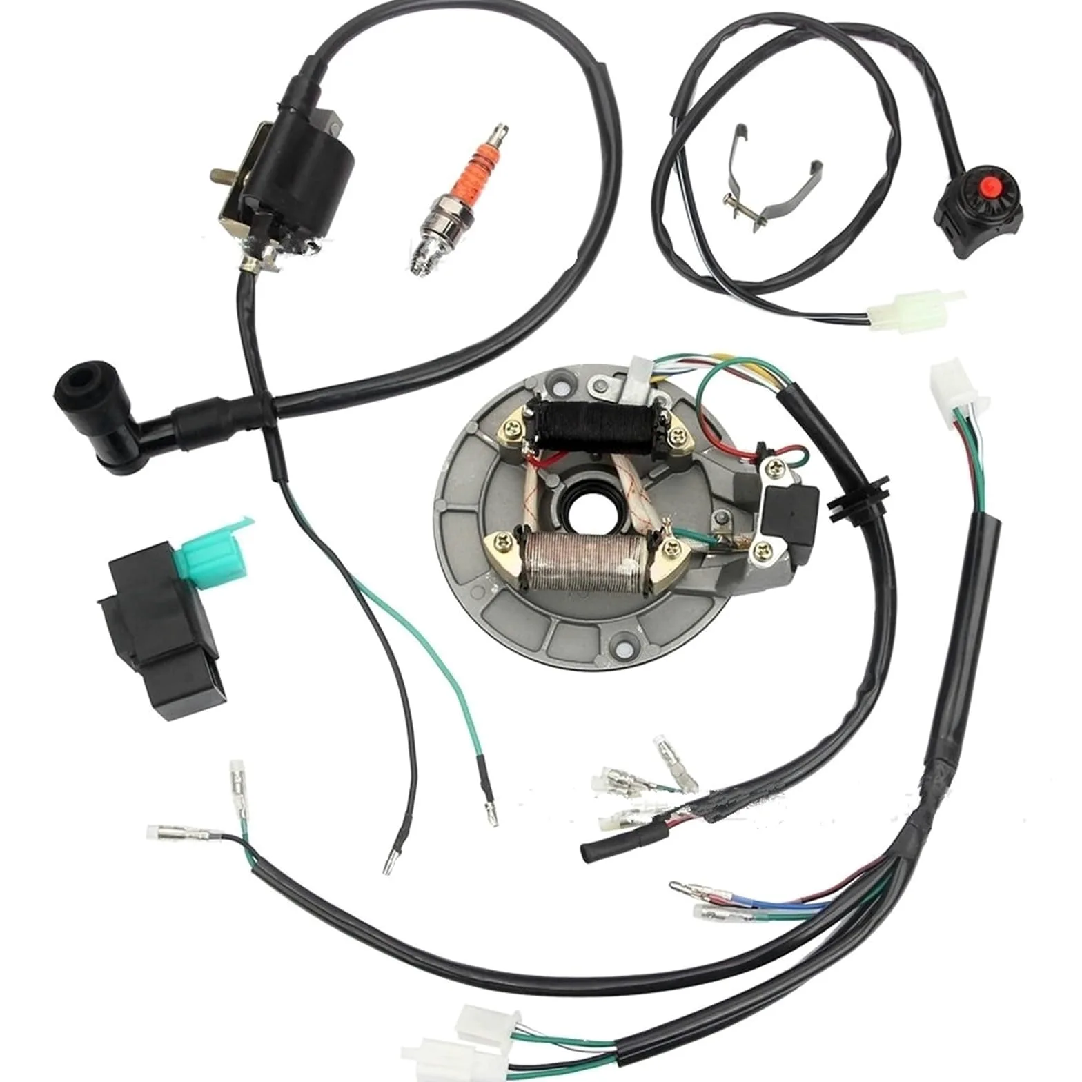 Arnés cableado completo vehículo todoterreno ATV coche de playa 50-110cc para sistema encendido bobina JH70
