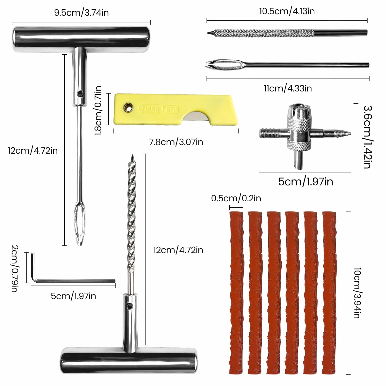 27PCS Kit Repara Pinchazos para Coche/Moto/Caravana, Kit antipinchazos neumático, Arreglar pinchazos en 3 Minutos, Mechas + Accesorios completos, Compacto para Maletero, Fácil Uso sin Experiencia