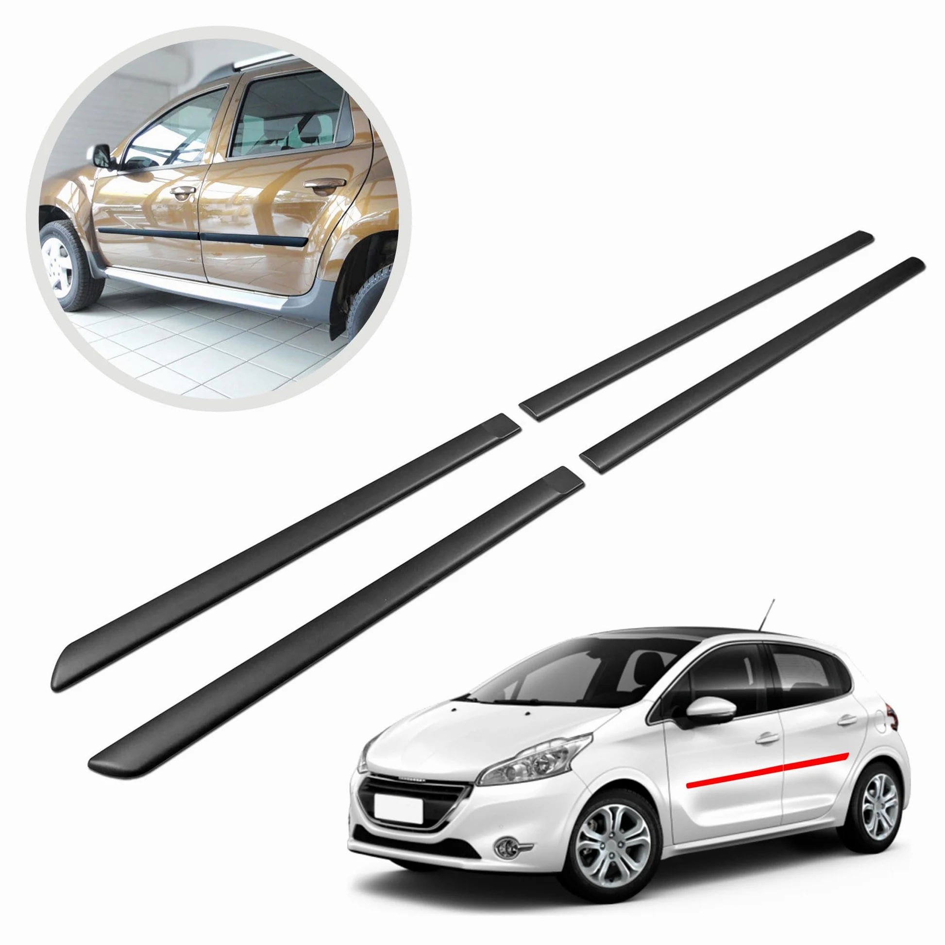 CHROMEMASTER | Molduras Protectoras Laterales para Puertas de Coche | Compatibles con Peugeot 208 5 Puertas Hatchback 2012-2019 | El plastico | Molduras protegen Las Puertas del Coche de daños