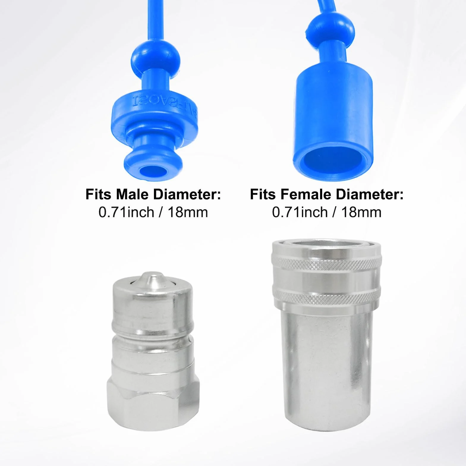 M METERXITY 4 Juegos Tapón Polvo Acopladores Hidráulicos Cubierta Enchufe Hembra 3/8 ISO-A PVC Anillo Retención