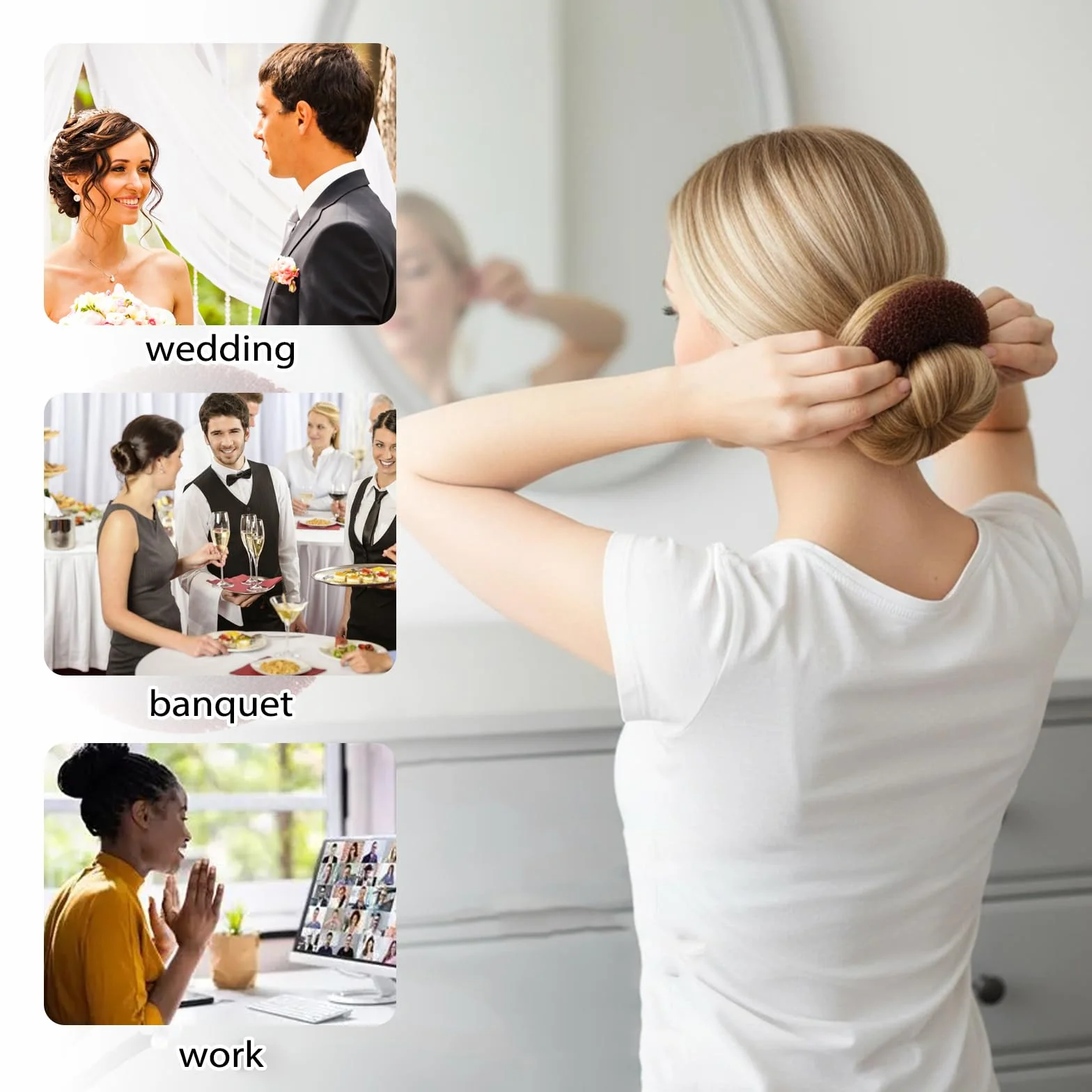 Donut de Pelo 30 PCS, Accesorios de Peinado, Moño de Pelo DIY Set para Bailarines