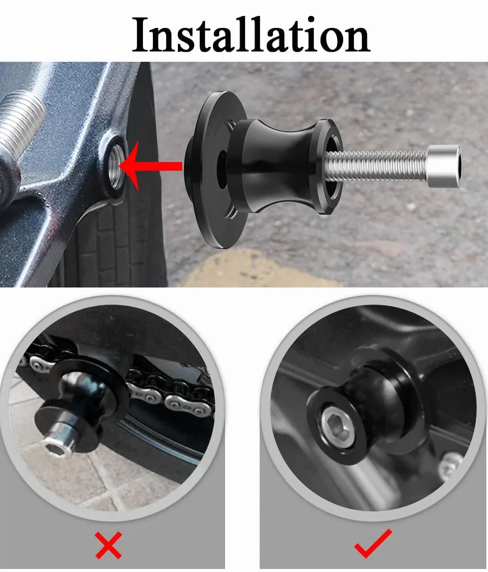 Brazos oscilantes M6 para MT09 MT-09 Tracer 2014-2023 MT 09 SP 2025 2024 MT09 FZ09 Basculante de Deslizadores Tornillos del Soporte Diábolos Accesorios,carretes M6,Adaptador de oscilantes（Negro）