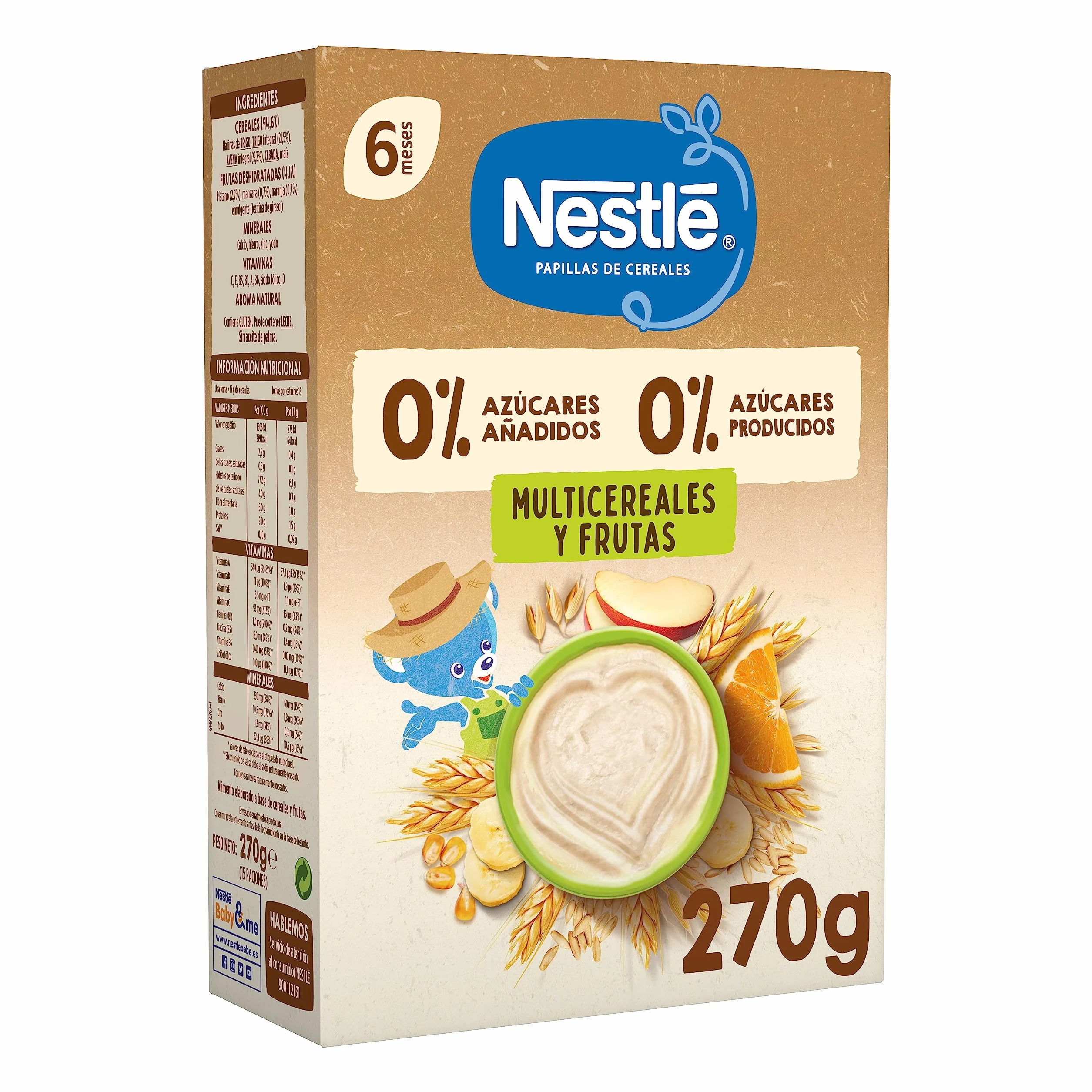 Nestlé Papilla de Cereales Multicereales con Frutas 6 meses 6 x 270 g