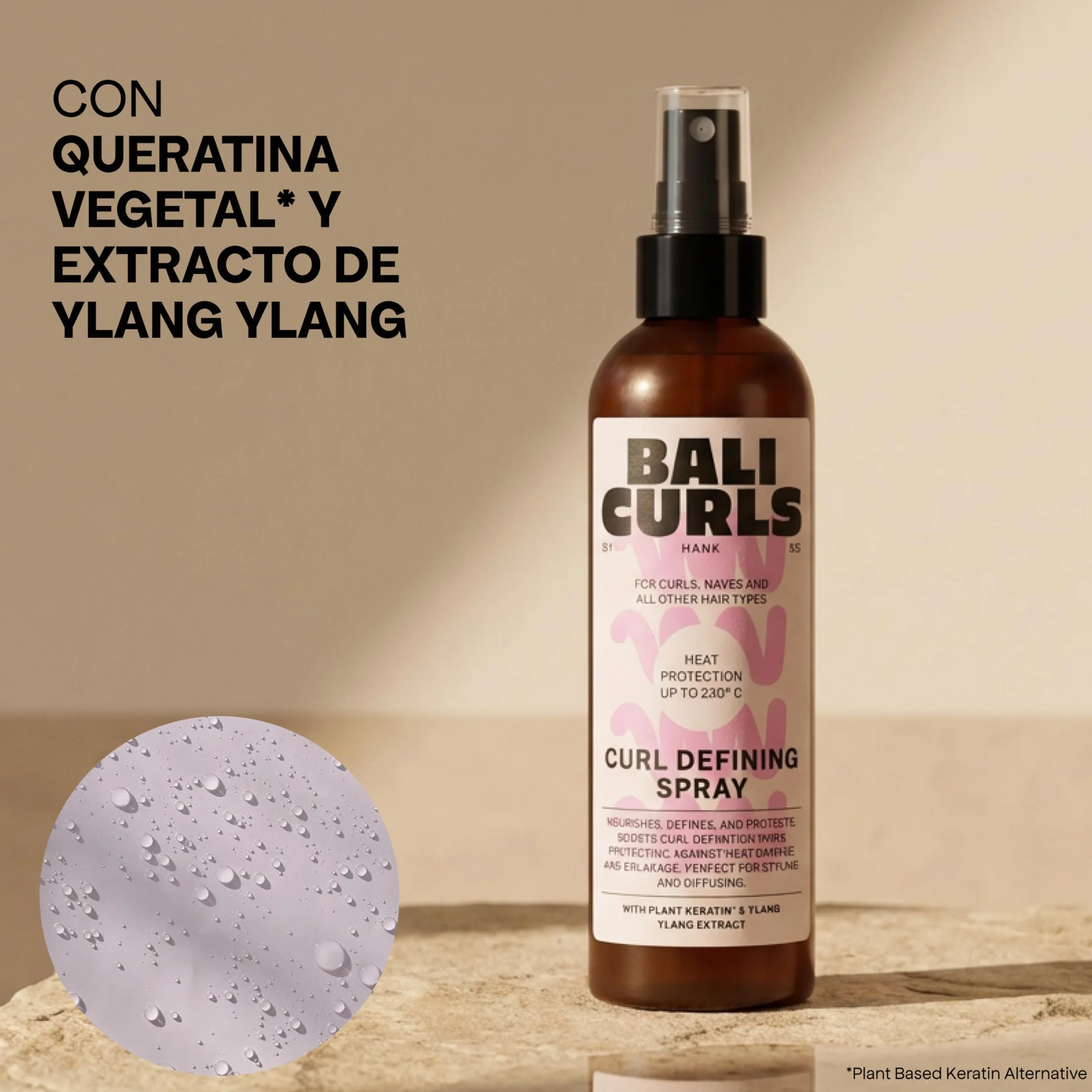 Bali Curls Curl Leave In Spray Difusor Protector del Calor - Spray termoprotector para cabello rizado - 150 ml
