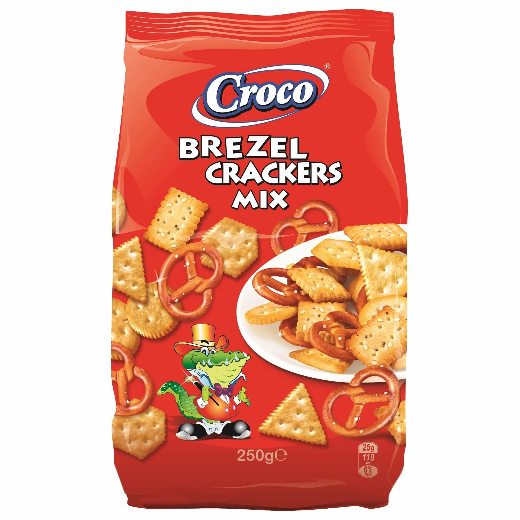 CROCO MIX CRACKERS & BREZEL 250g Pack of 12