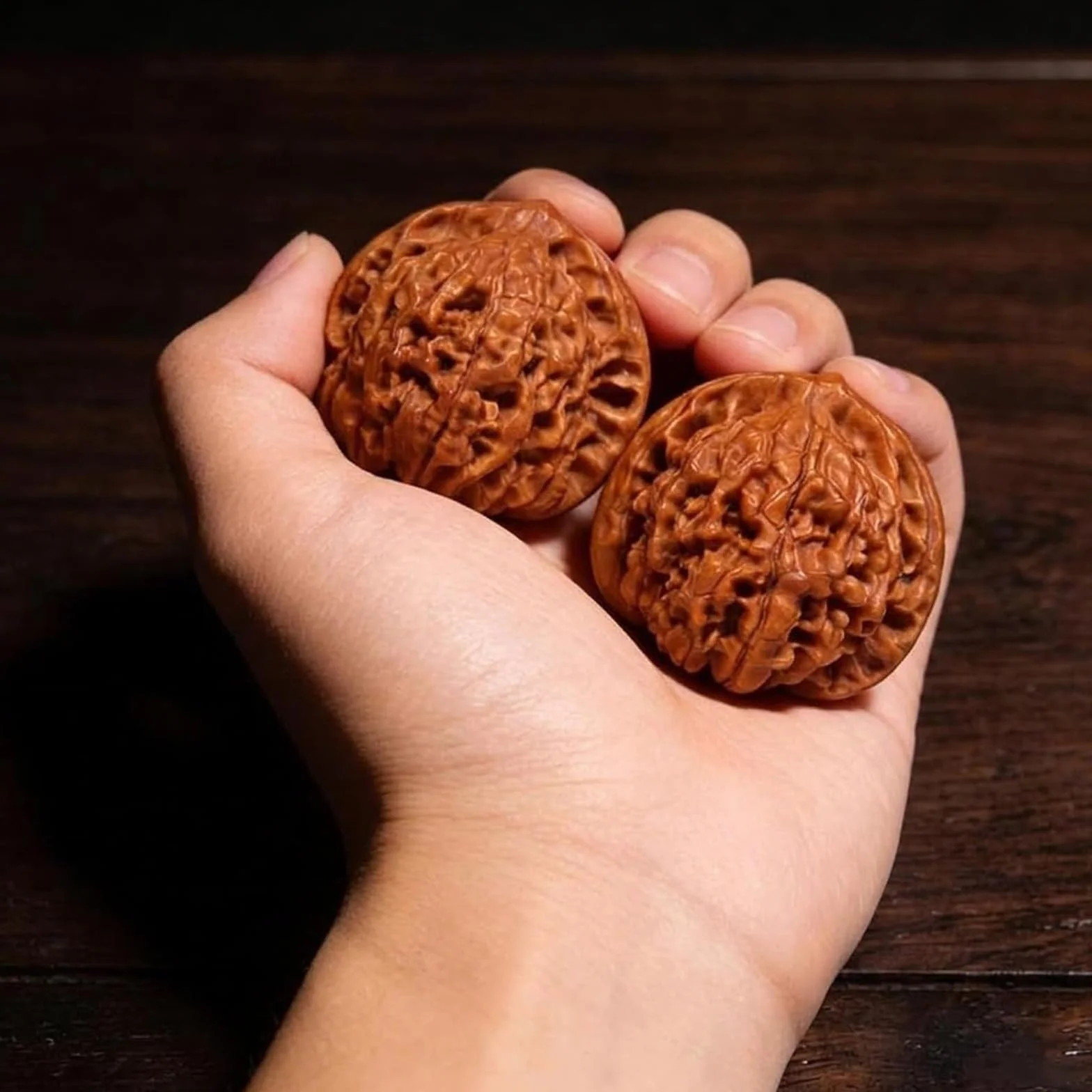 Juego de nueces de jade Wenwan naturales chinas, par auténtico 41-42 mm