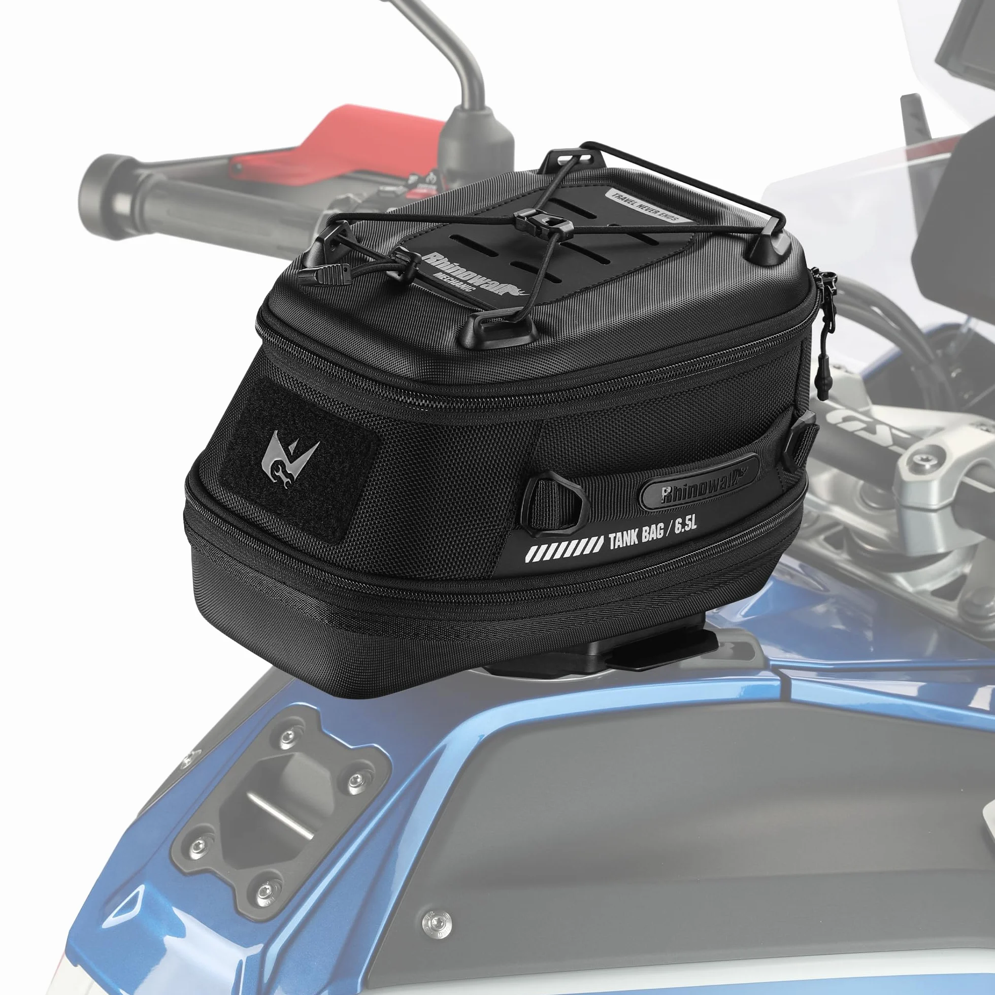 Rhinowalk Bolsa de depósito para moto 5 L-6,5 L con fuerte liberación rápida magnética, bolsa de depósito magnética con cubierta impermeable, apta para Harley Davidson, Indian, Honda, Yamaha, Suzuki y