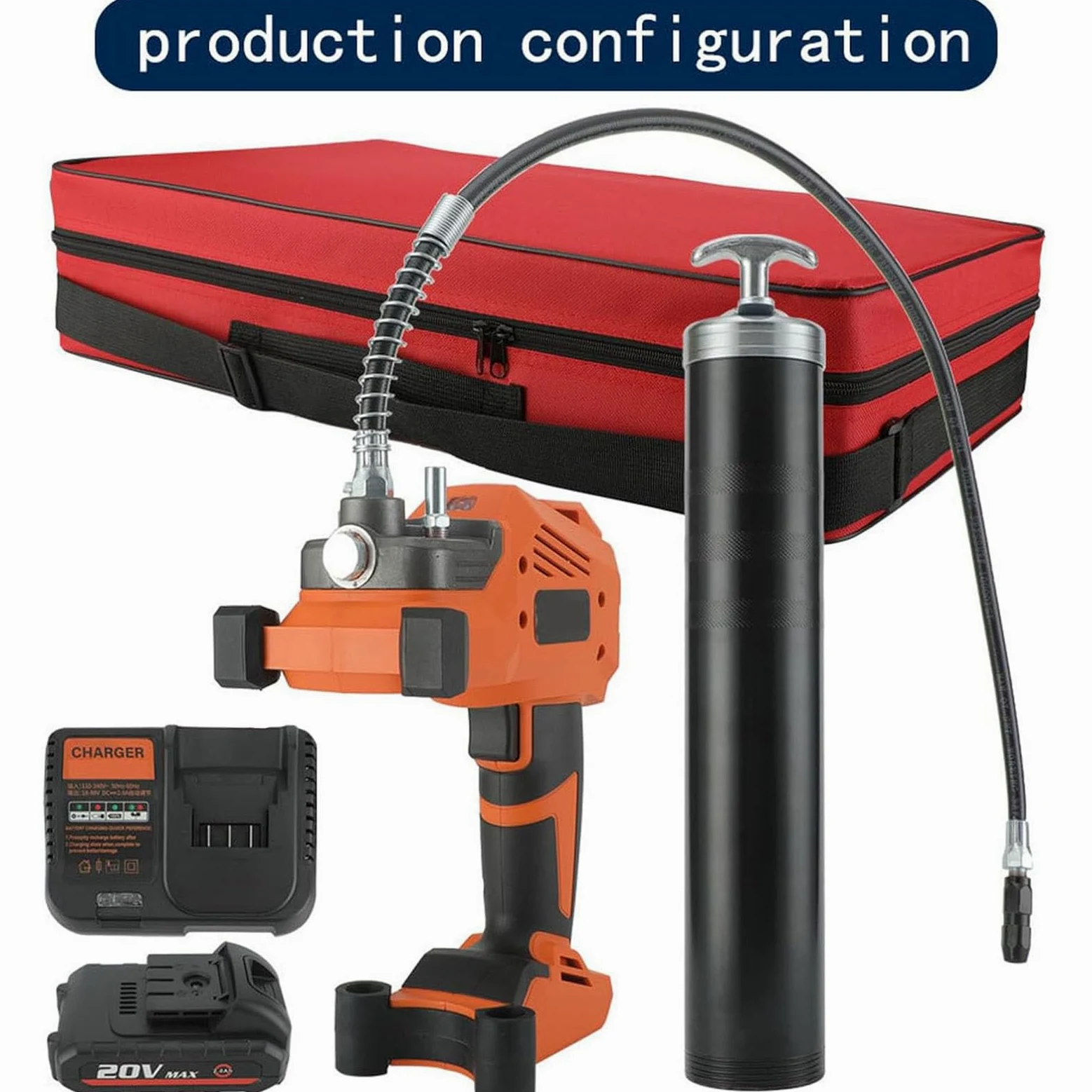 Pistola Engrasadora Eléctrica,Bomba Engrase Pequeña,Pistola Engrasadora Inalámbrica Alimentada por Batería,para Maquinaria Agrícola,Barcos,Camiones,2Batteries